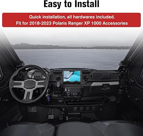 Miniatura 6 de Soporte para tablet con caja de almacenamiento para Polaris Ranger XP 1000 18-24, soporte GPS para dispositivos electrónicos Polaris Ranger XP 1000