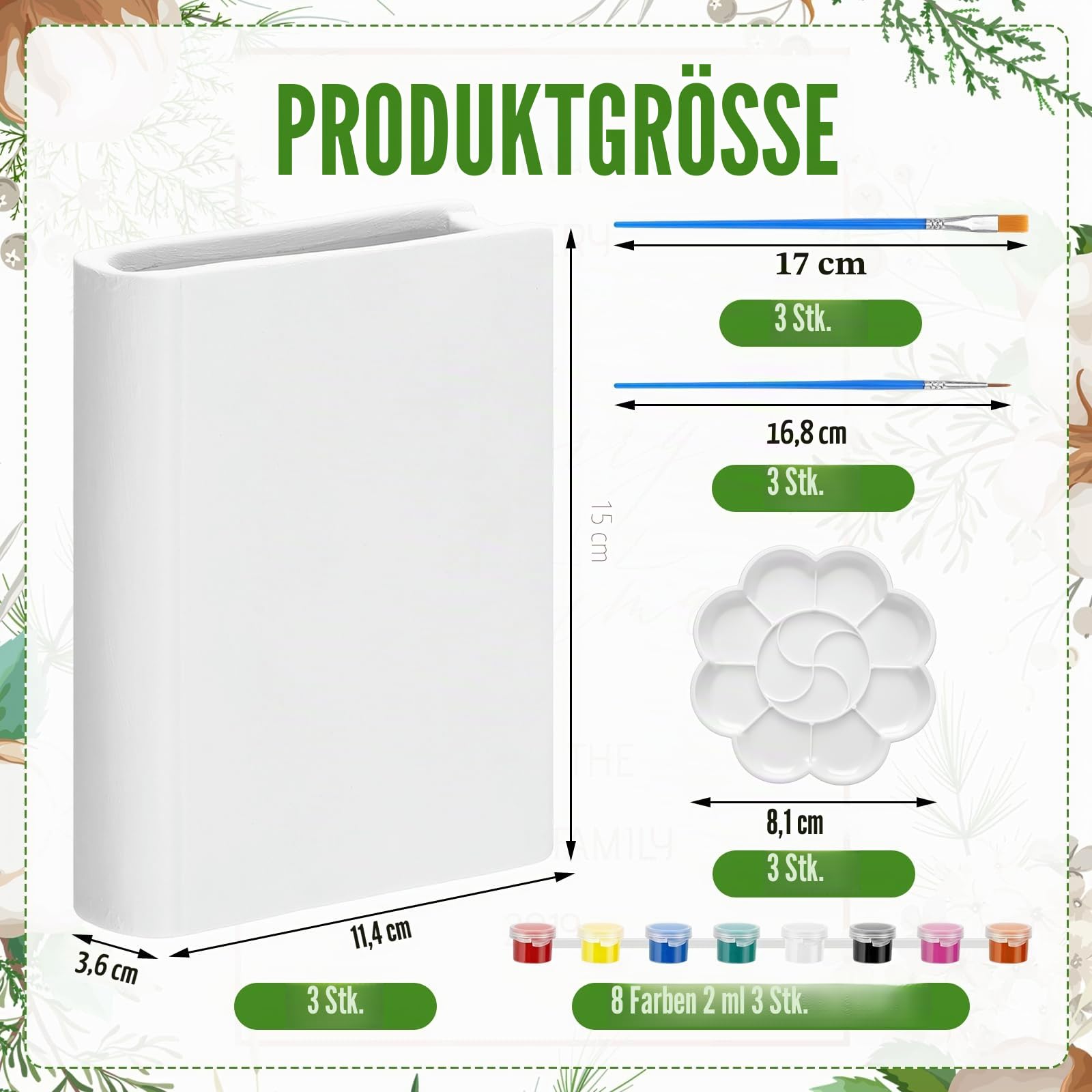 Honeydak 3 x 15 cm große Vase in Buchform, bereit zum Bemalen Ihrer eigenen Keramik