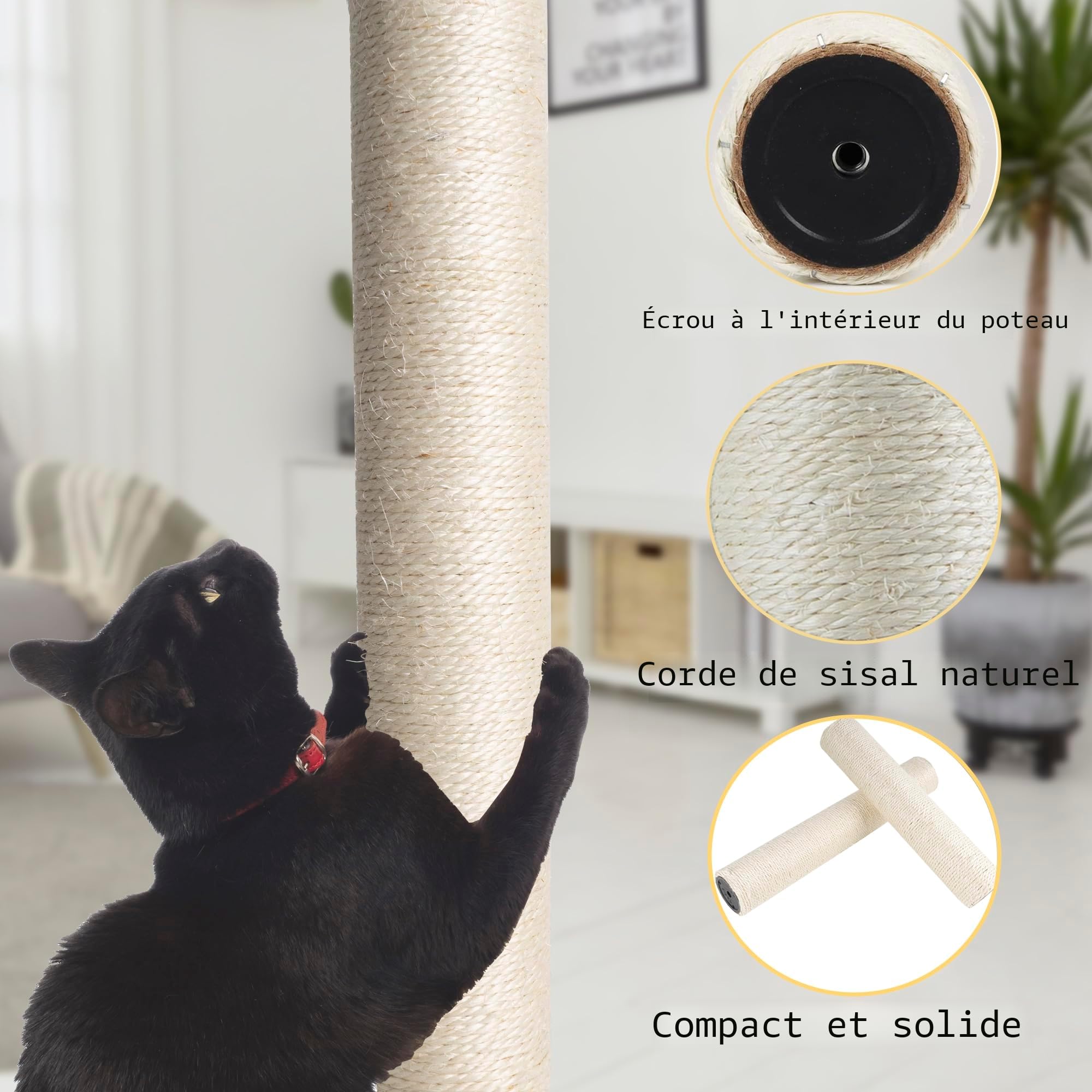 Dimaka Poteau de rechange pour arbre à chat pour chats, carton et sisal naturel (beige, 2 troncs, 34 cm)
