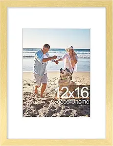 decorUhome 12x16 Picture Frame, Display 8.5x11 Certificate with Mat or 12x16 Poster without Mat, Wall Mounting Photo Frame, Gold, 1 Pack