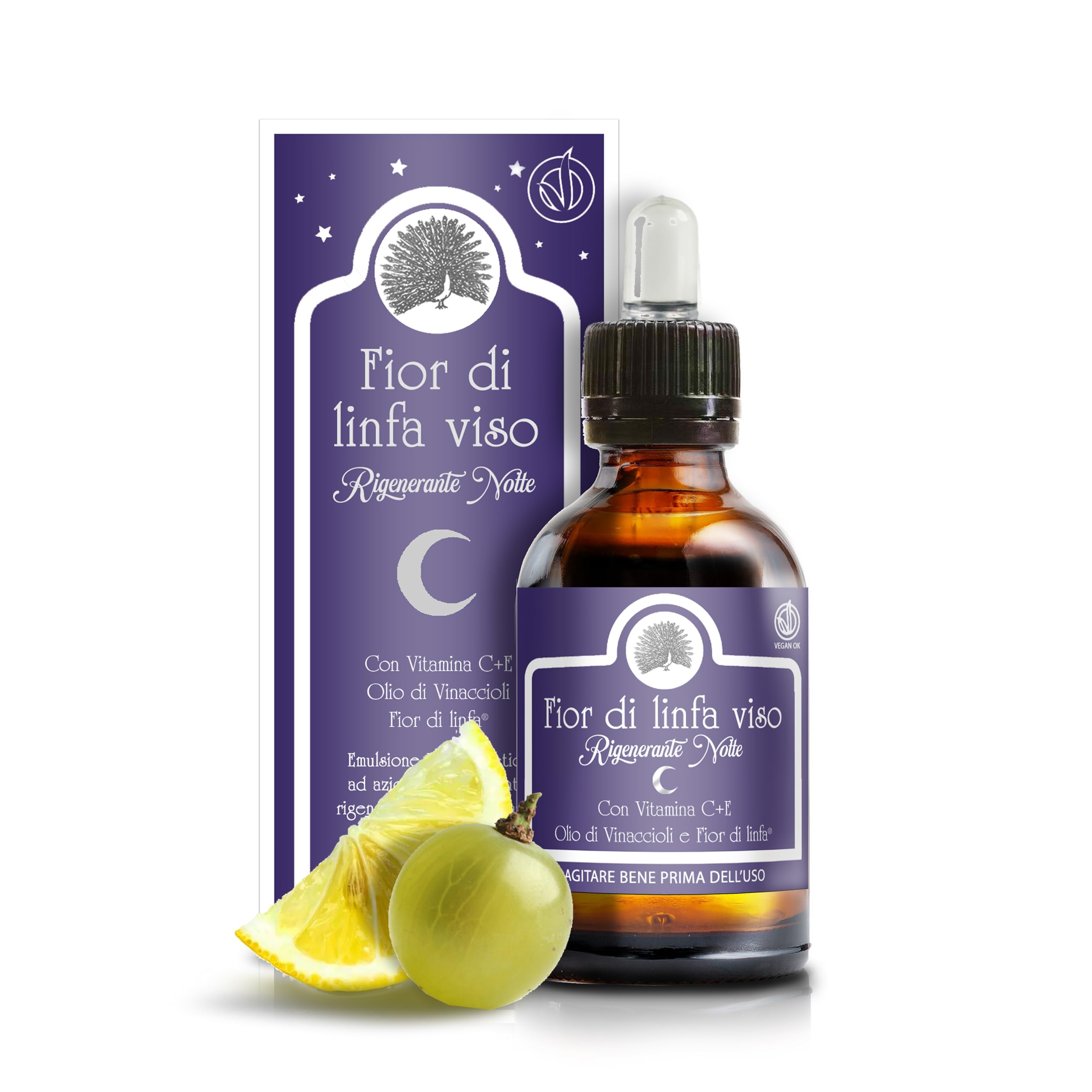 Mary Rose Fior di Linfa Notte 50 ml, Siero Viso con Vitamina C e E, Siero Viso Antirughe, Skincare Illuminante Uomo Donna, Crema Collo, Made in Italy