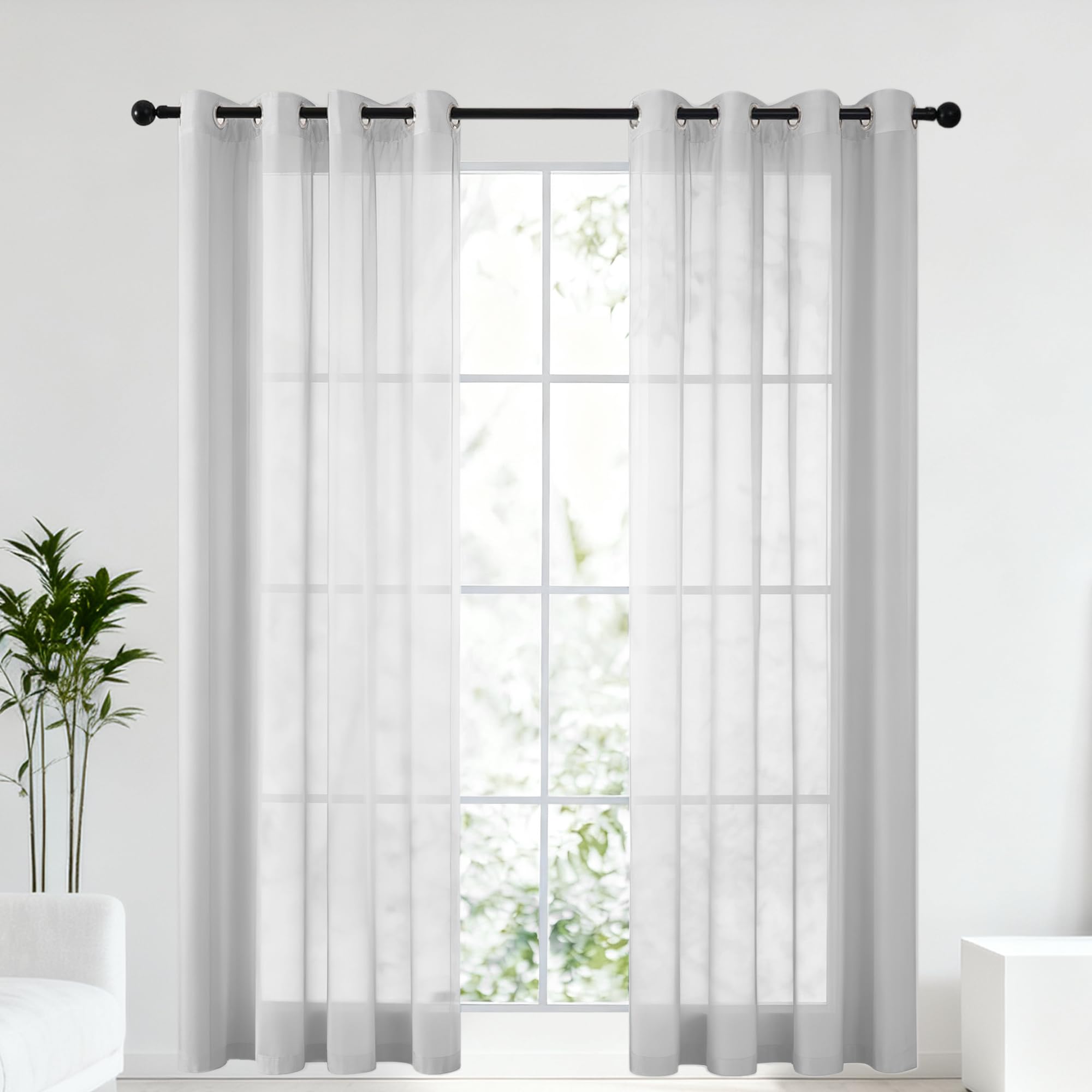 Voilage polyester gris clair de 280 x 100 cm haut de gamme