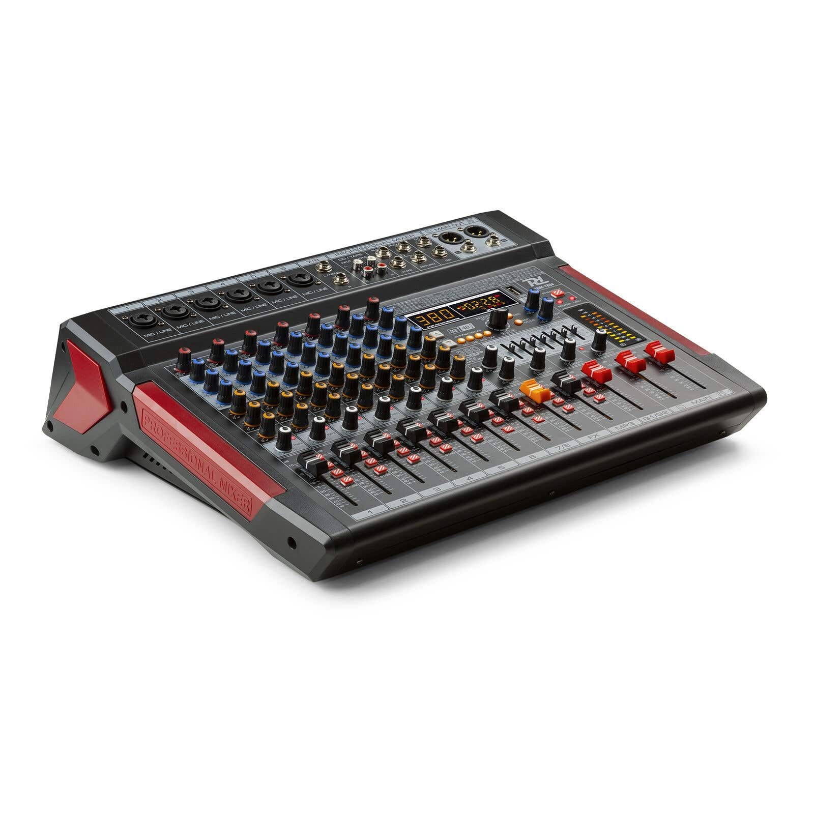 Power Dynamics PDM-T804 Console de Mixage 8 Canaux - avec Streaming Bluetooth, Egaliseur Graphique 7 Bandes, MP3, Sortie USB, Sortie Casque Jack 6,35mm, Idéal pour Studio d'Enregistrement