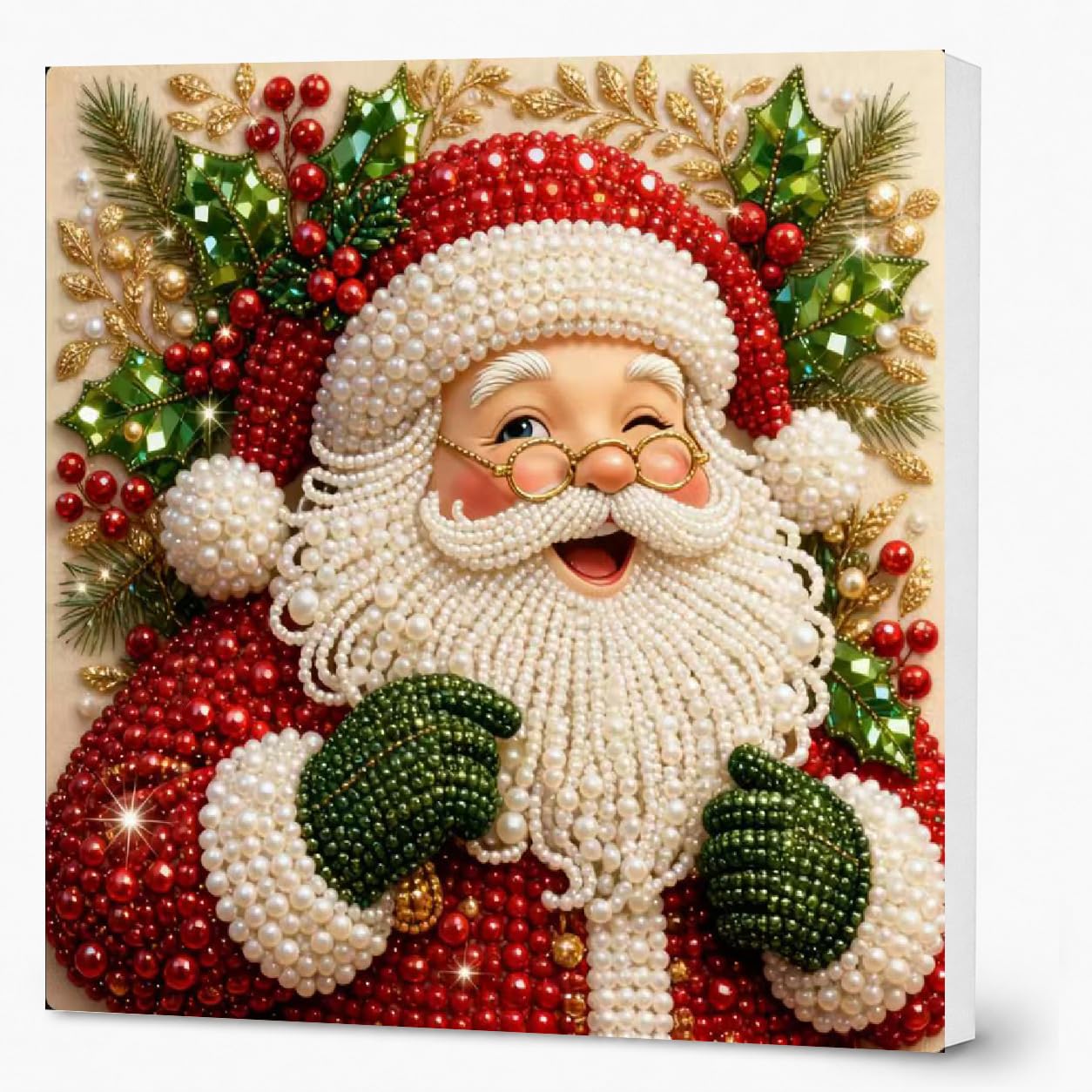 Christmas Pearl Painting Kits for Adults with Frame,Pearl Art Kit 10x10inch