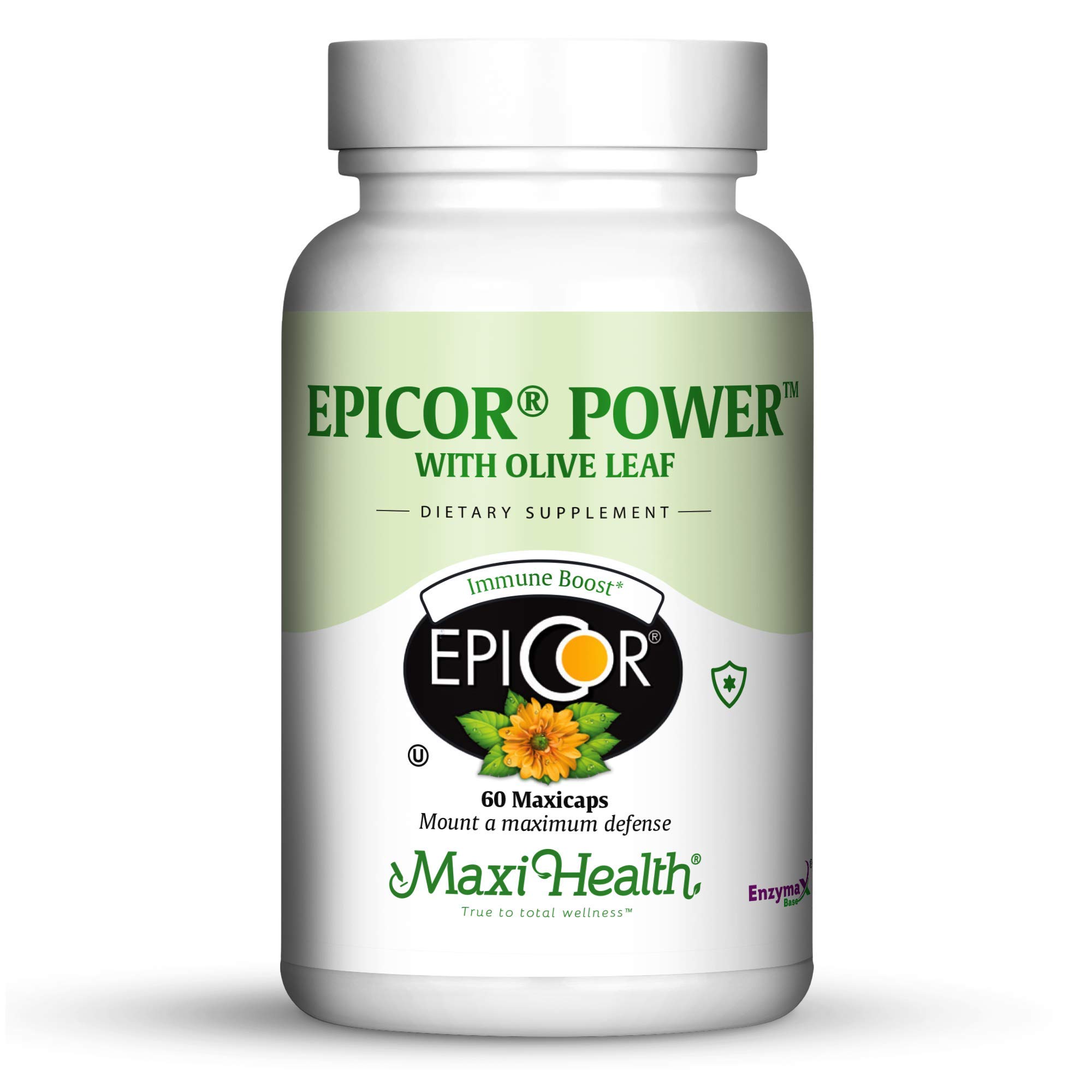 Maxi Health Epicor Supplement – Epicor Immune Support 500mg with Olive Leaf Extract – Gut, Respiratory & Antioxidant Support – High-Metabolite Immunogens – Processed Brewer's Yeast – Kosher, 60 Count