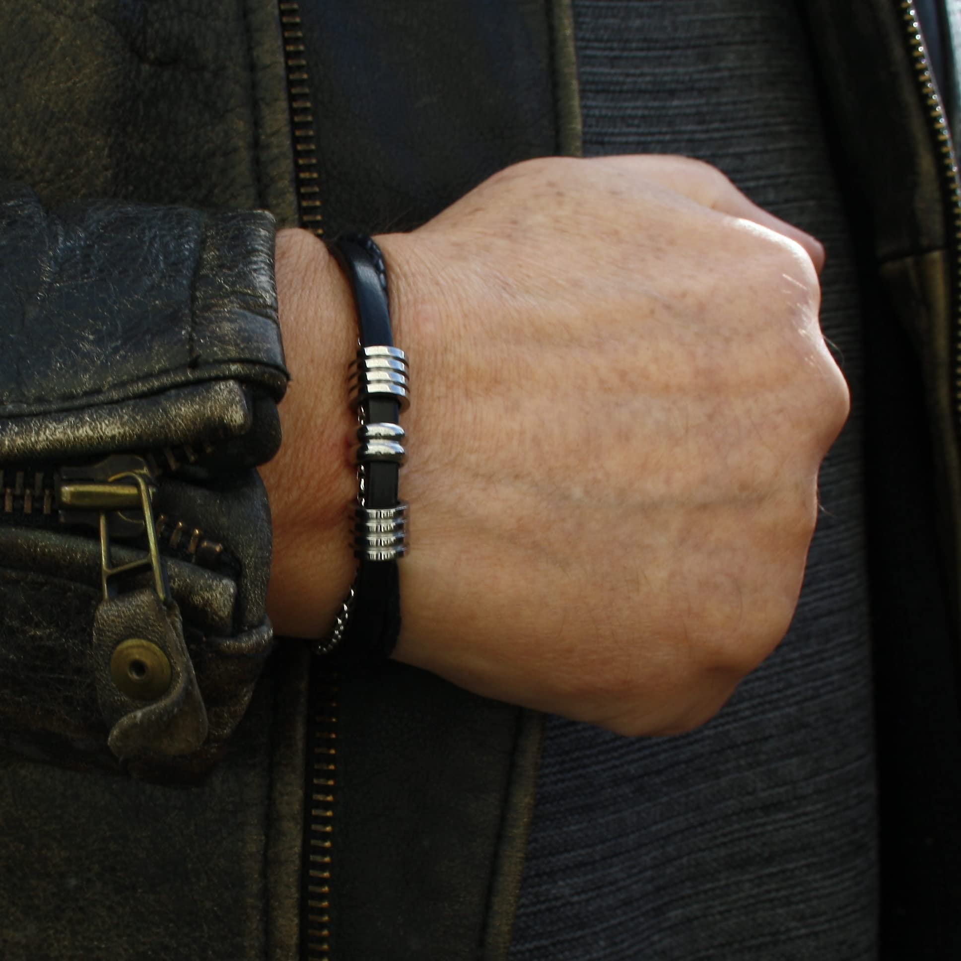Leder-Armband LEX FR Schwarz Männer Herren