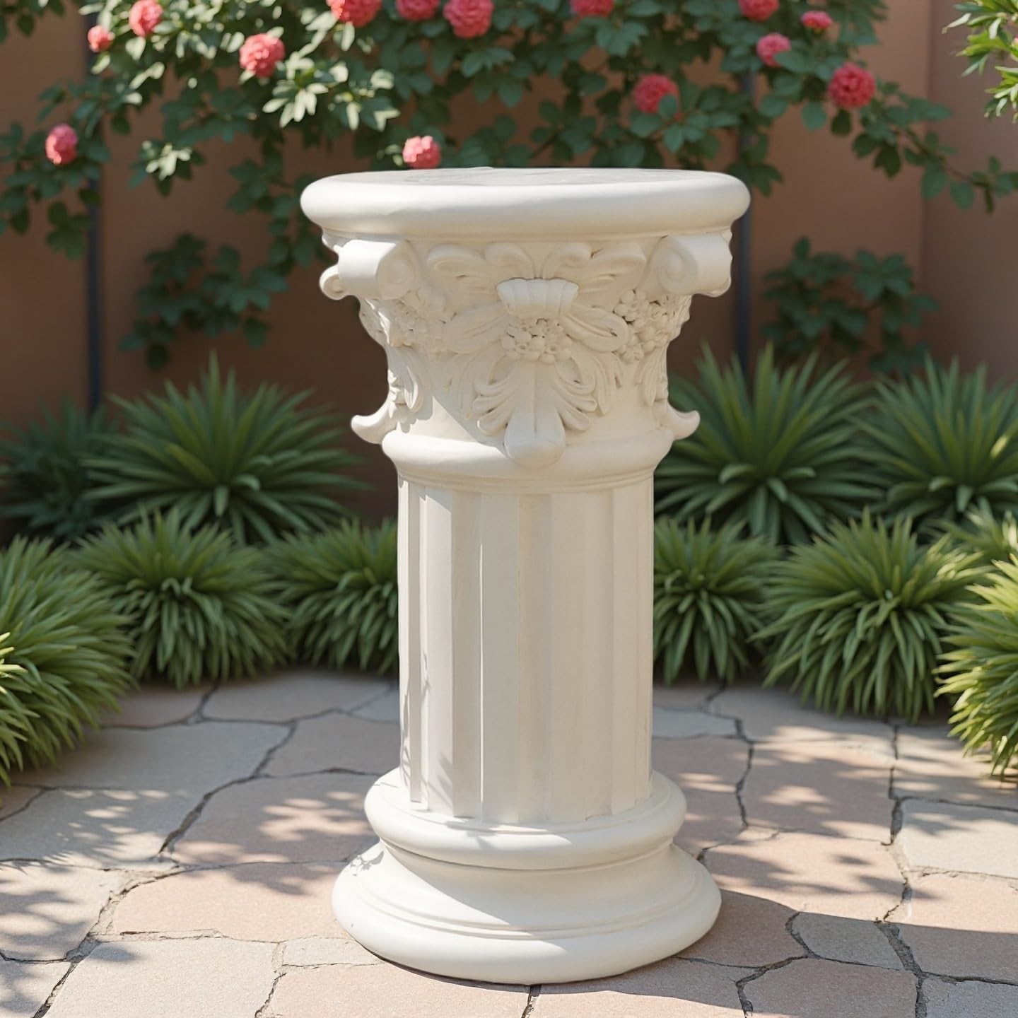 16" White Greek Corinthian Column Statue – Elegant Resin Garden & Patio Decor, Versatile Indoor/Outdoor Use for Weddings, Bonsai Landscapes, and Home Accents, Garden Decor | Floral Decor