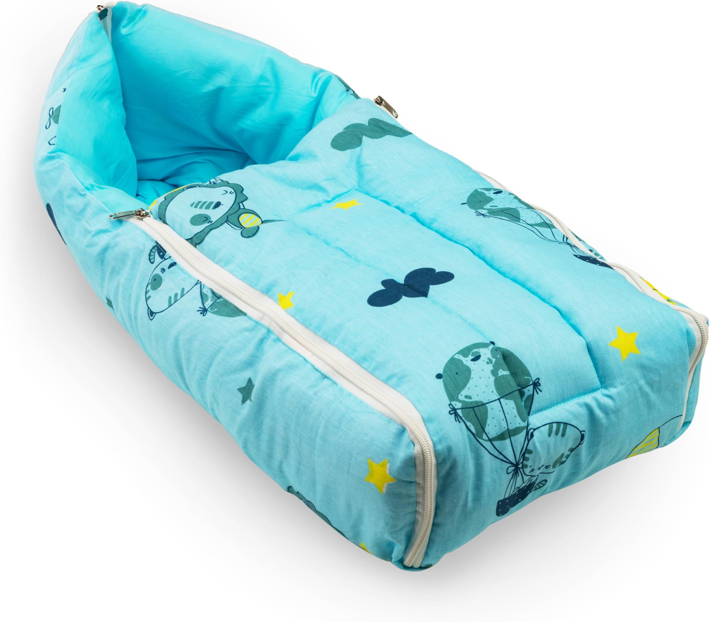 Luv Lap 3 in 1 Baby Bed, Sleeping Bag & Carry Nest, Cotton Baby Bedding for New Born & Infant, Portable Bassinet, for Baby Carrying & co Sleeping, Unisex Baby Sleeping Bed, 0M+ (Blue Pilot Print)