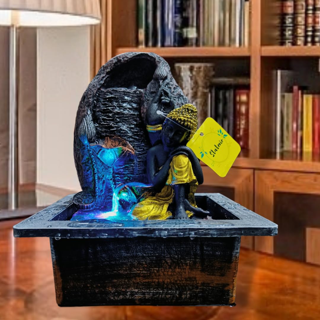 Statonio 25.4CM Buddha Water Fountain Tabletop Gautam Buddha Indoor