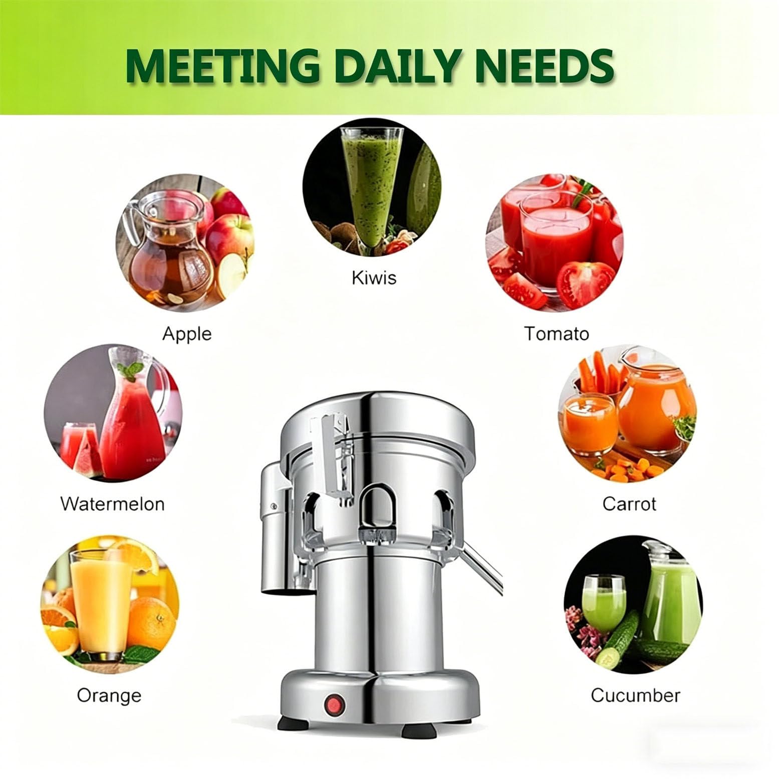 Estrattore di Succo Commerciale per Spremiagrumi Centrifugo per Impieghi Pesanti, Spremiagrumi Elettrico da 370 W, Sia Frutta Che Verdura,25X40X35cm