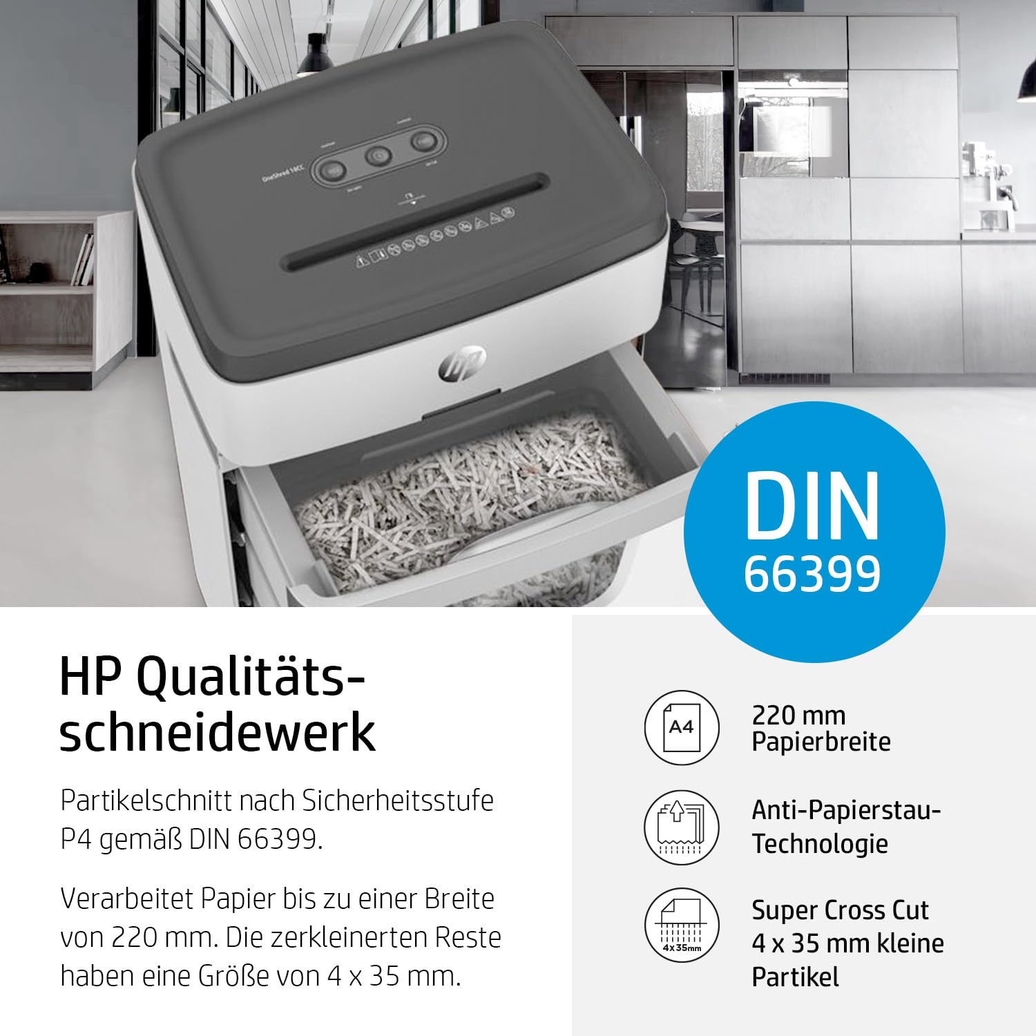 HP OneShred 18CC, Aktenvernichter, Sicherheitsstufe P-4, Cross Cut, 18 Blatt, 2805
