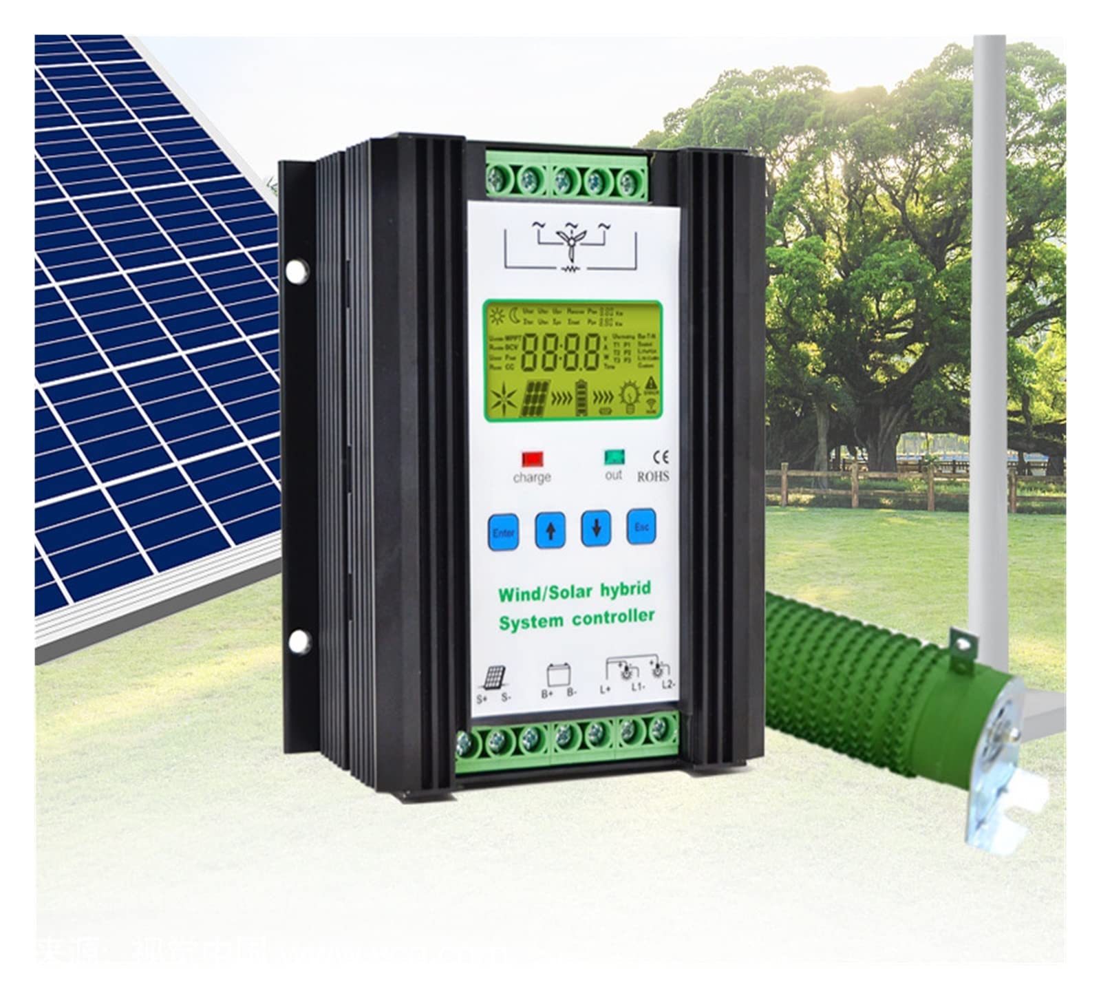 Hybrydowy kontroler energii wiatrowej i słonecznej 300W 400W 500W 600W 800W 1000W 1200W 1500W PWM Wiatrowy I Słoneczny Kontroler Ładowania Hybrydowego(24V/48V1500W)