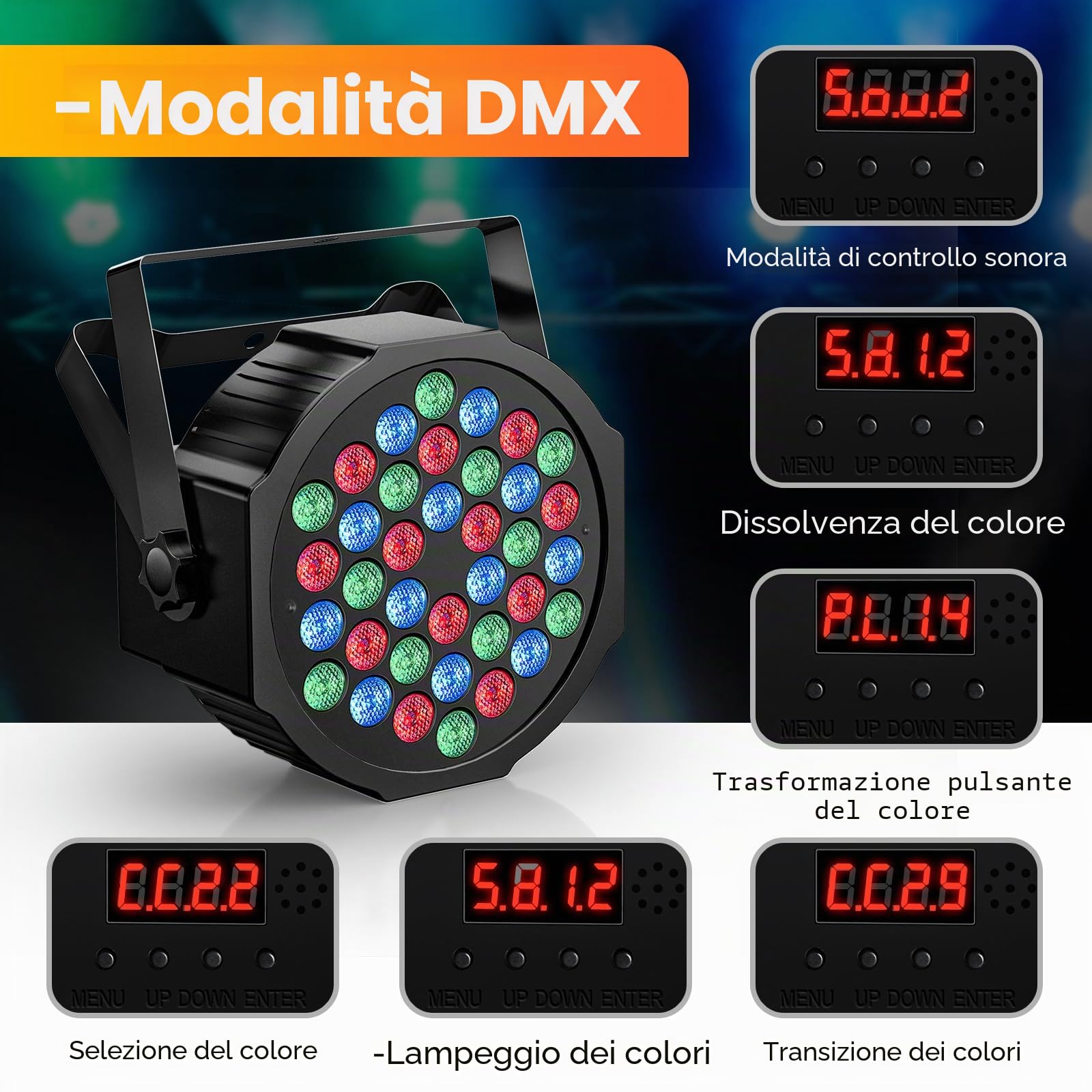 U`King 4PCS RGB Par LED Batteria con Borsa, Ricaricabile 72W Luce da Palco Esterni con Telecomando, Illuminazione Discoteca 7 Modalità per Festa DJ Bar Concerti Halloween Natale