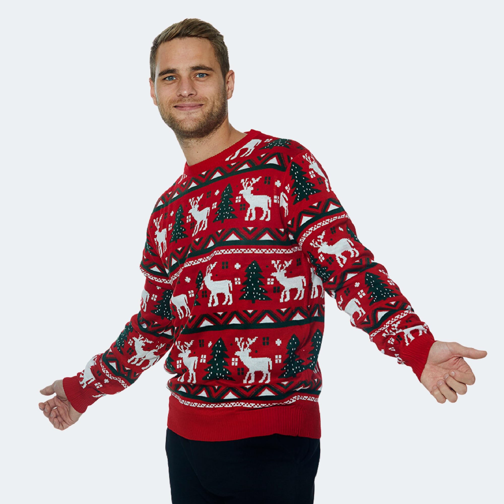 Weihnachtspullover Damen und Herren | Ugly Christmas Sweater | Unisex Hässliche Weihnachtspullover mit Rundhalsausschnit | Lustig Weihnachtspullover Familie Set