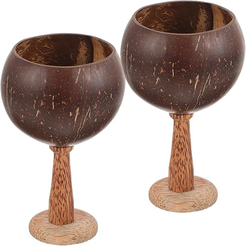 Luxshiny Copas de coco de madera, copas de cóctel para cóctel, copas de cóctel para fiesta hawaiana, playa, bar, 2 uds