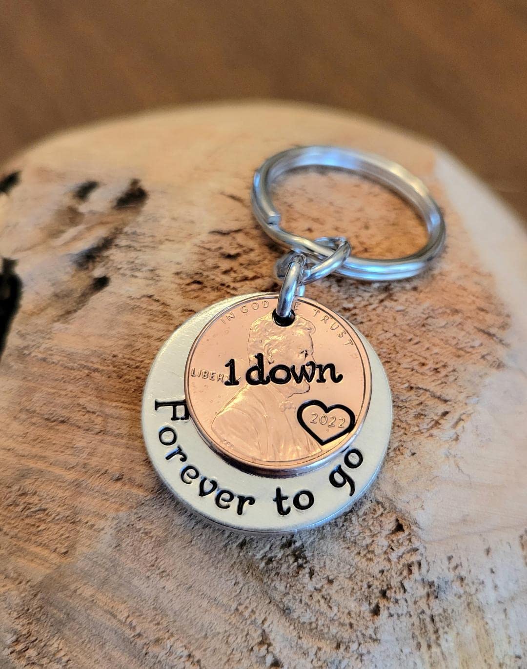1st Anniversary Gift with a 2022 Penny 1 Down and Forever To Go Key Chain Gift for Him or Her