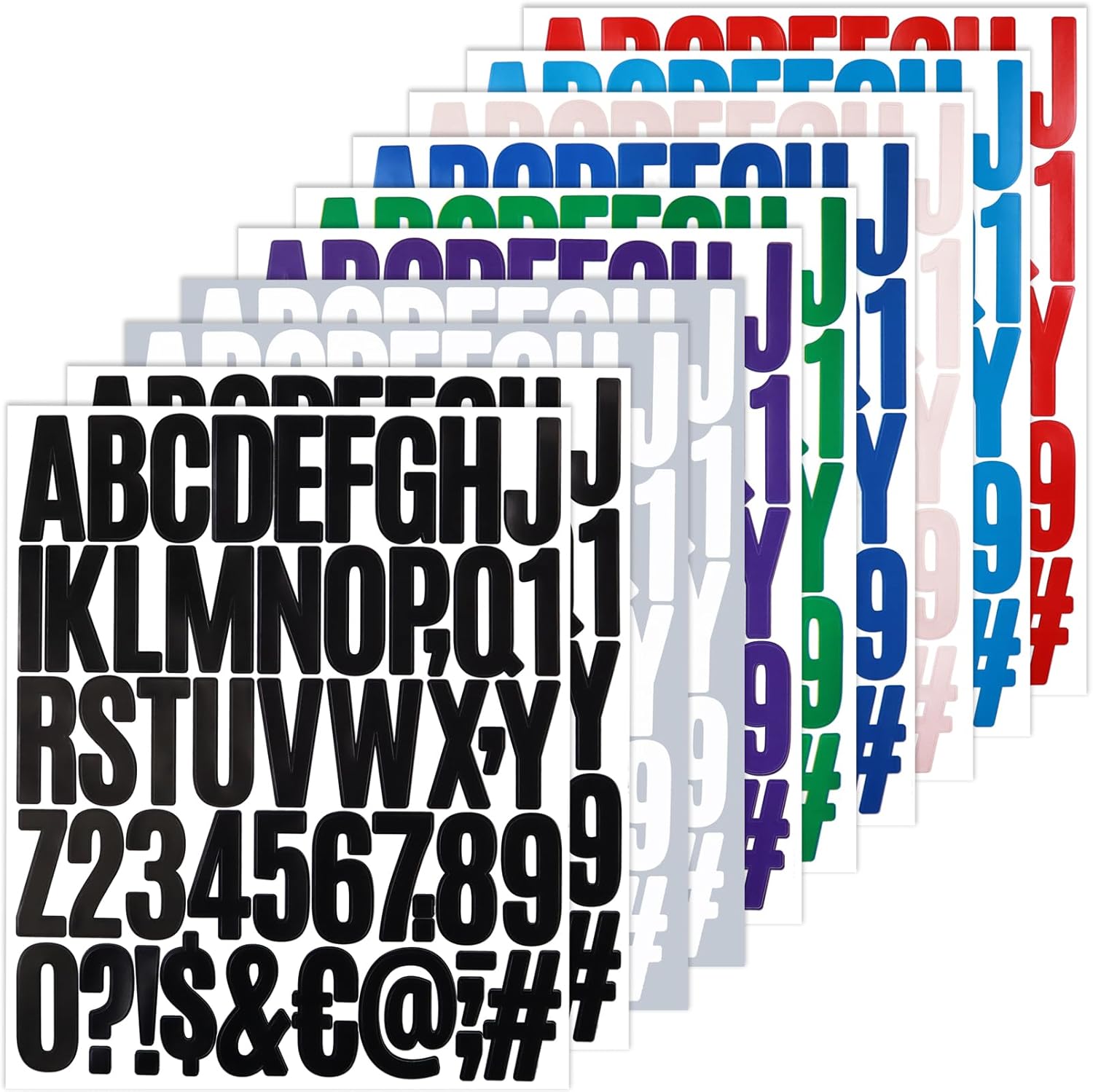 490 Alphabet Number Stickers, 10 Sheets 2 Inch Self-Adhesive Vinyl Letters Sticker Decals for Doors, Mailboxes, Scrapbooks, Home Decors - Mixed Colors