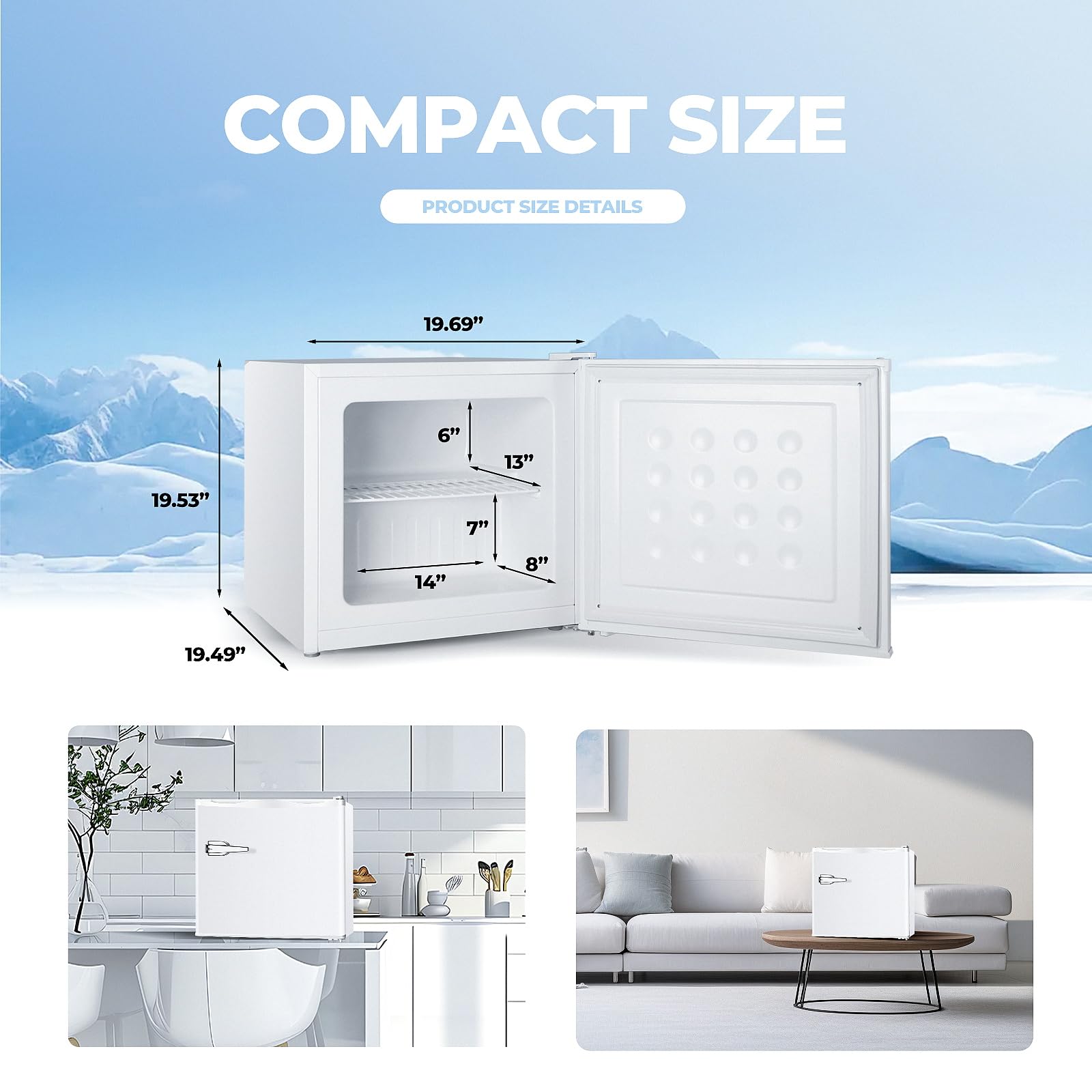 Electactic 1.2 Cu.ft Mini Freezer, Small Upright Freezer with Removable Shelf & 7 Adjustable Temperature Control, Energy Saving, Low Noise for Bedroom, Apartment, Home, Office, White on Fridge.com