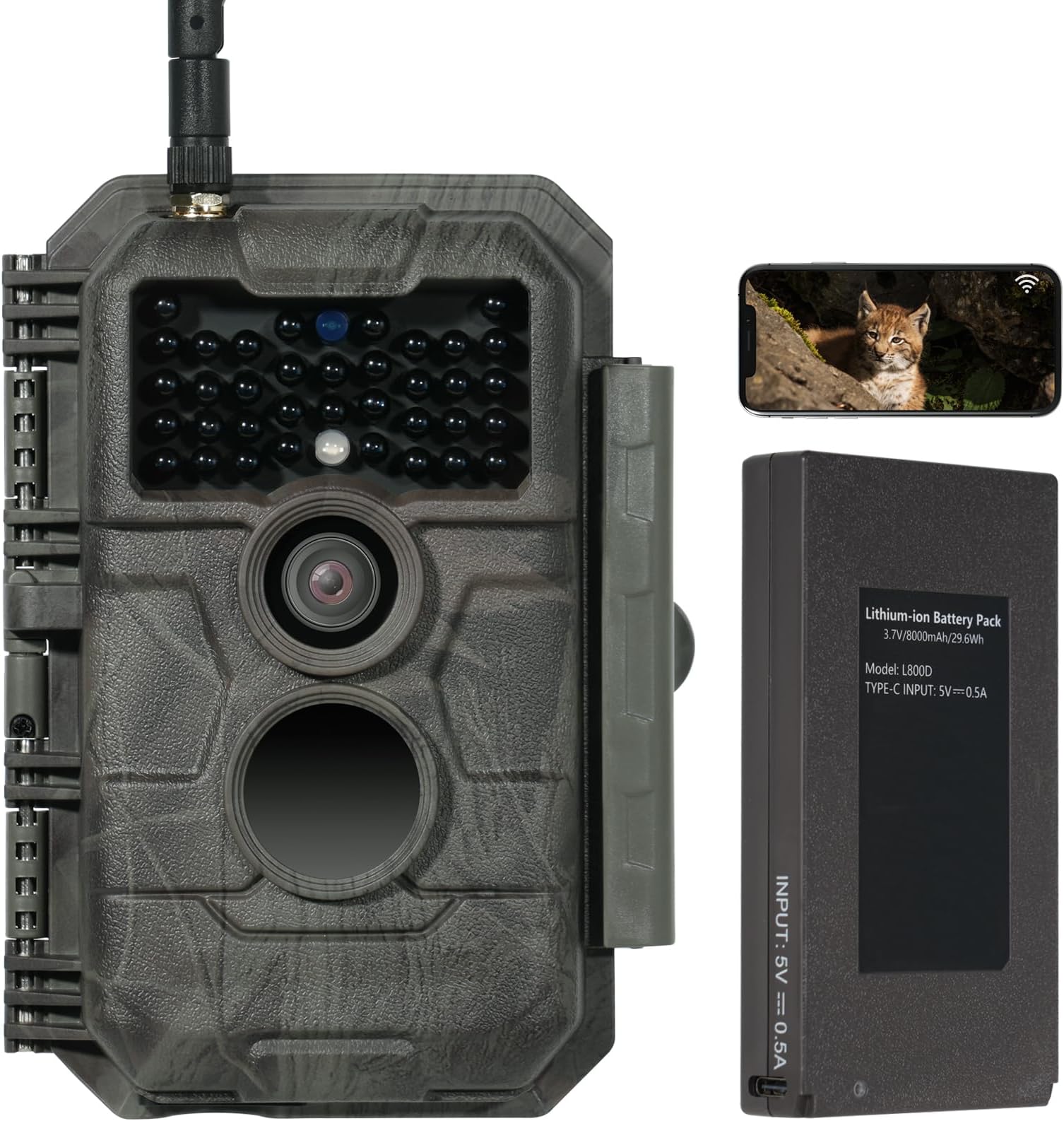 E6P WiFi Trail Camera (Non-Cellular), 64MP Photos, 1296P HD Video, Long-Lasting 8000mAh Rechargeable Battery, Live View, 110° Wide-Angle, No-Glow Night Vision, Motion Activated