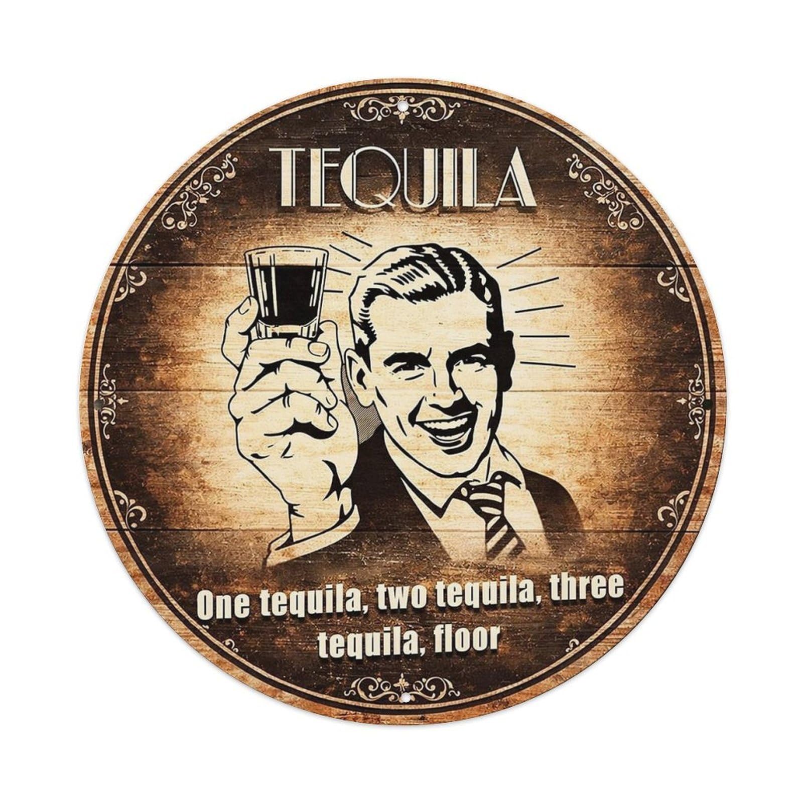 Tequila Man Holding Glass Toasting Retro Metal Tin Sign, Vintage Metal Poster for home, Gaming Room, Studio Workshop,Bar,Garage Wall Art Decor 8x8 inch