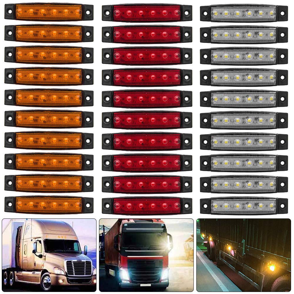 Maso 30PCS 12V 6LED SMD bianco & giallo & rosso indicatori di direzione luci laterali lampade di plastica per camion rimorchio camion