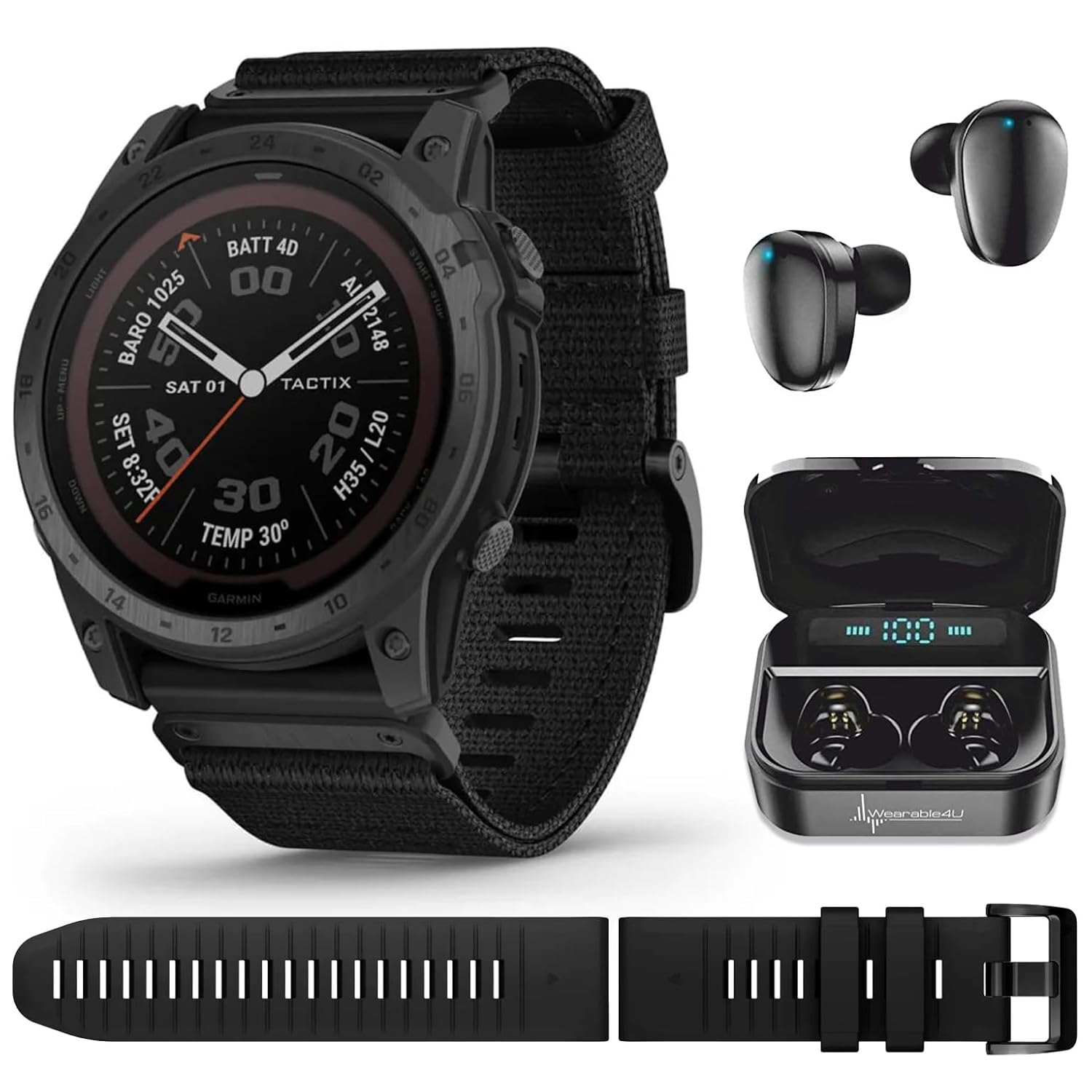 Wearable4U - Garmin tactix 7 Pro GPS Tactical Smartwatch with Bundle tactix 7 Pro Black Earbuds