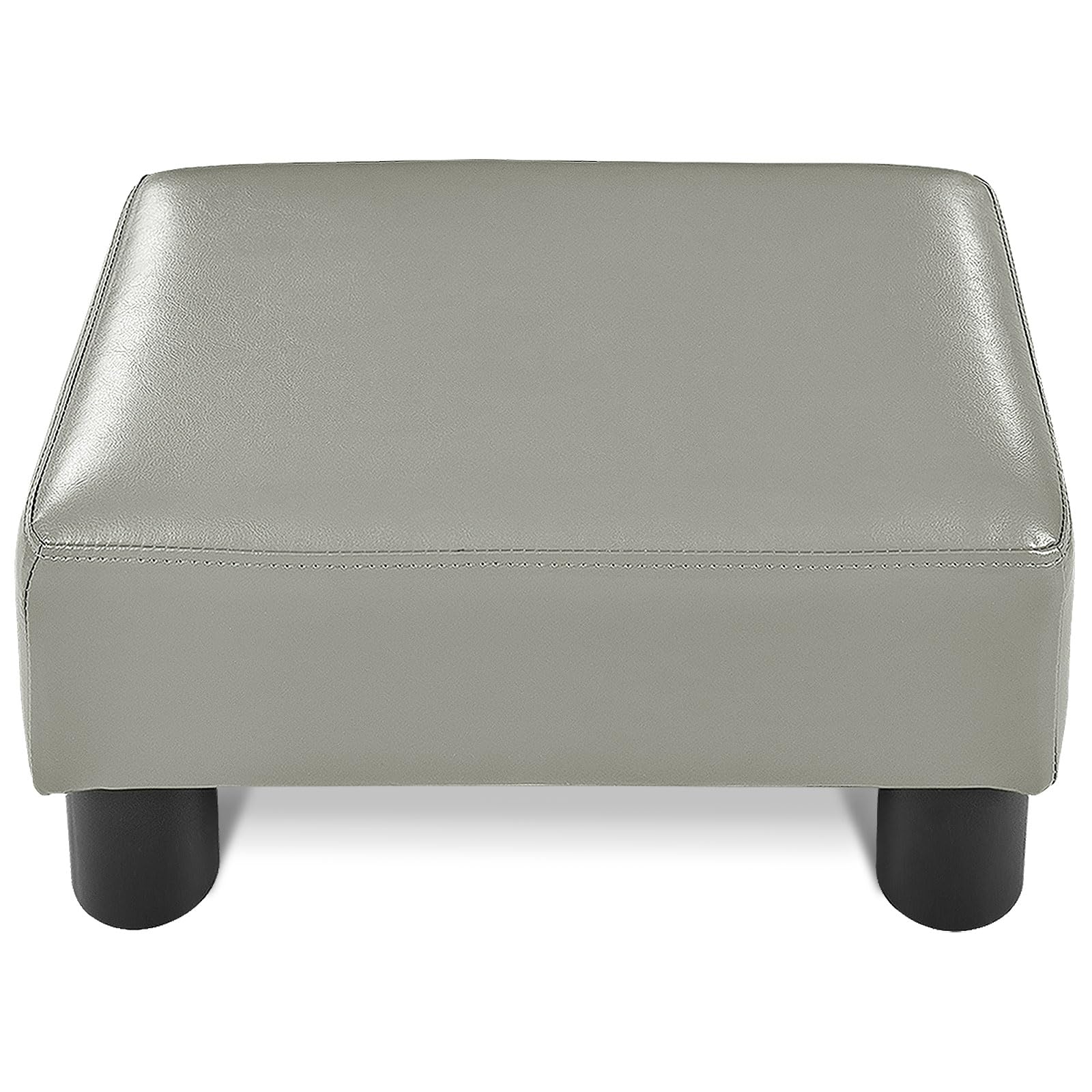 COSTWAY Kleiner Fußhocker, Hocker aus PU, rechteckiger Sitzhocker mit gepolstertem Sitz, Fußbank Fußschemel Fusshocker Polsterhocker, 40 x 30 x 24 cm (Grau)