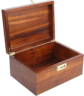 Large Wooden Keepsake Box - Wood Storage Box Decorative Boxes with Combination Lock for Storing Keepsake Memory Gift, 12.5 IN Wooden Memory Boxes with Lid for Home Decor-WB005-(Brown
