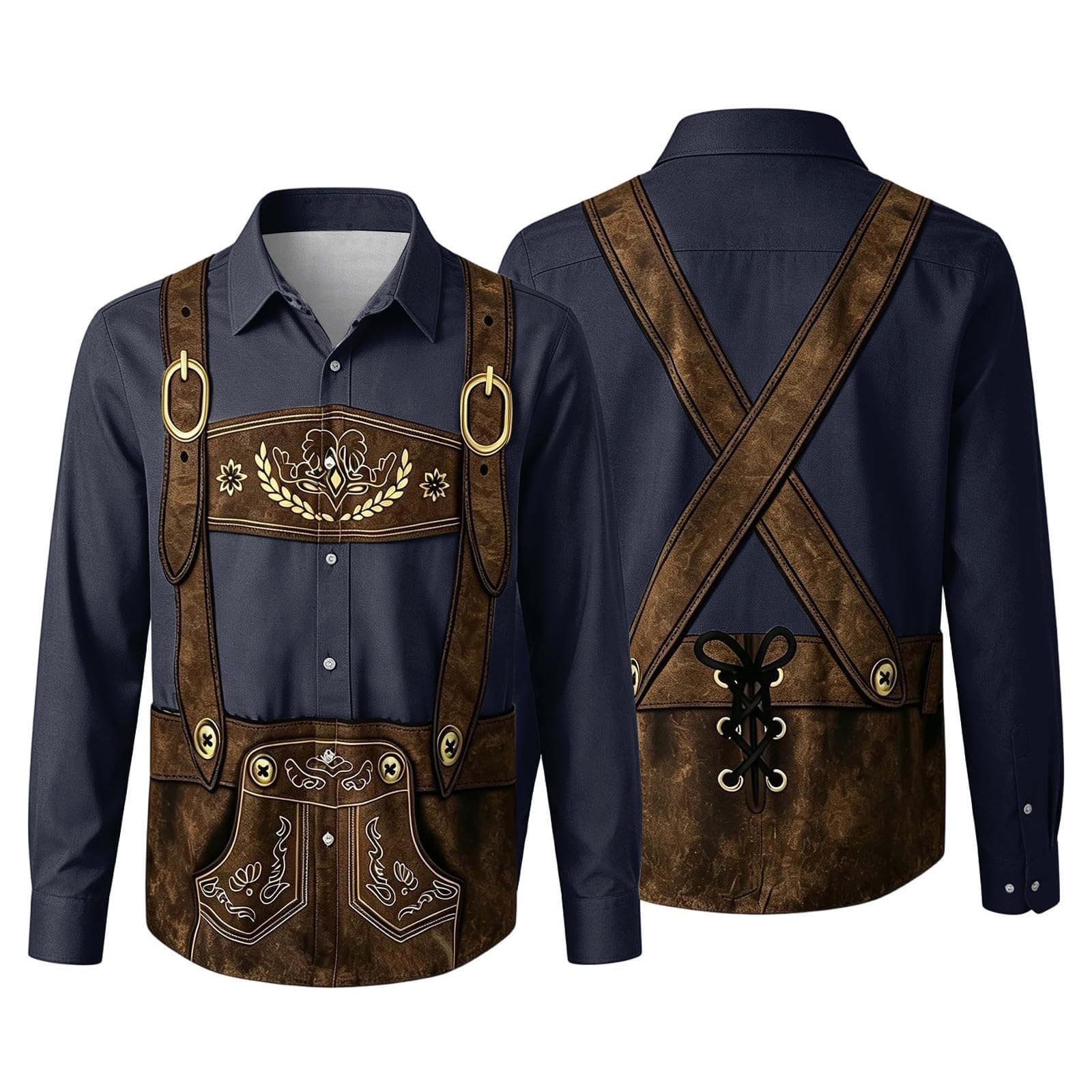 2026 Oktoberfest Hemd Jungen, Jungenhemd Druck Langarm Trachten Shirt Jungen Button Lässig Bequemes Wiesn Outfit Bequemes Alltagshemd Atmungsaktivem