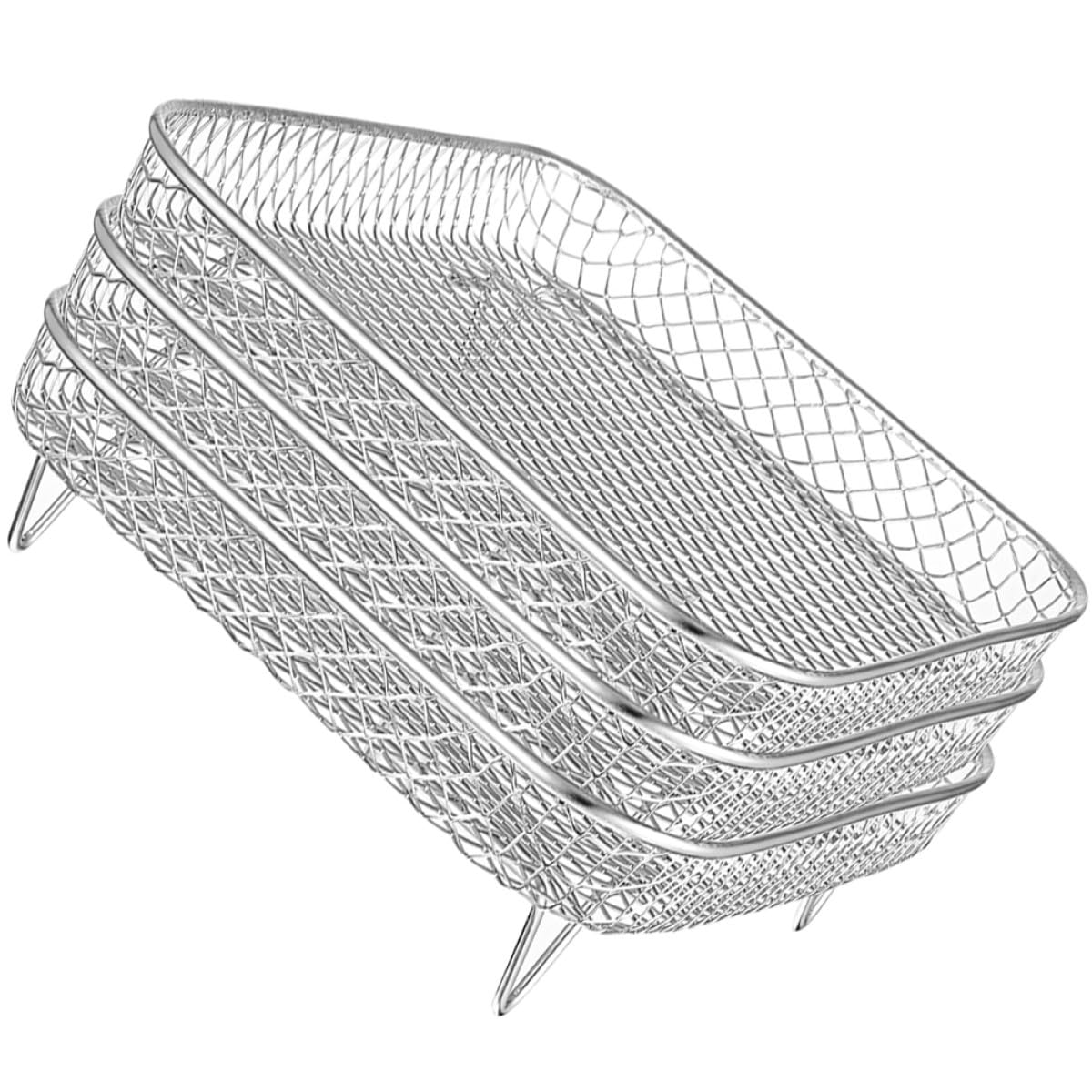 SOIMISS Juego de 3 Rejillas Apilables de Acero Inoxidable para Freidora de Aire Estante Cuadrado Multifuncional para Horno y Deshidratador Accesorios para Cocinar y Asar Alimentos