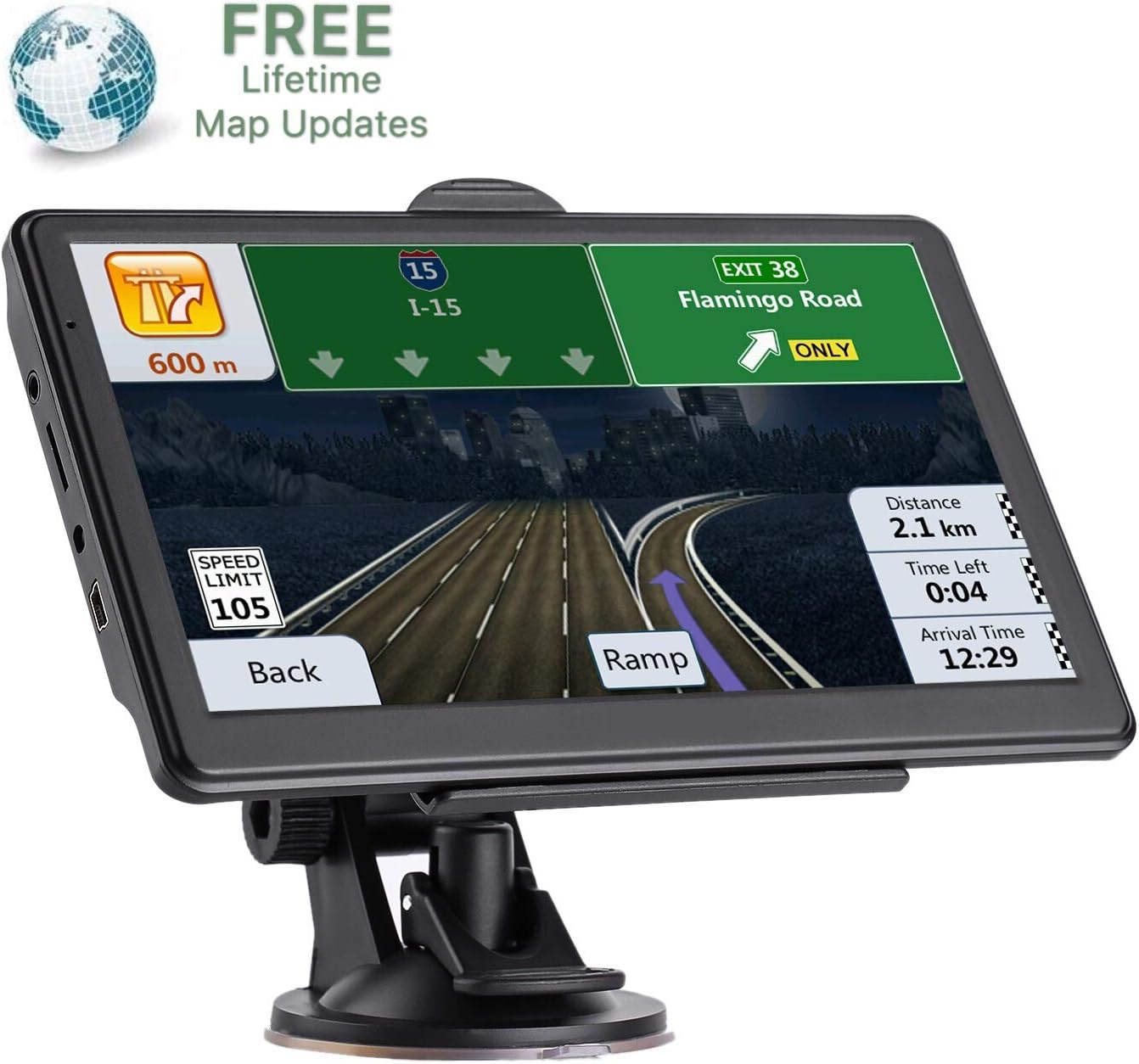 GPS Navigation For Car 7 Inch Touch Screen HD 256-8GB Navigation System,Pre-installed Maps Of North America and Europe, Lifetime Map Update, Vehicle GPS Satellite Navigation,With SD Card