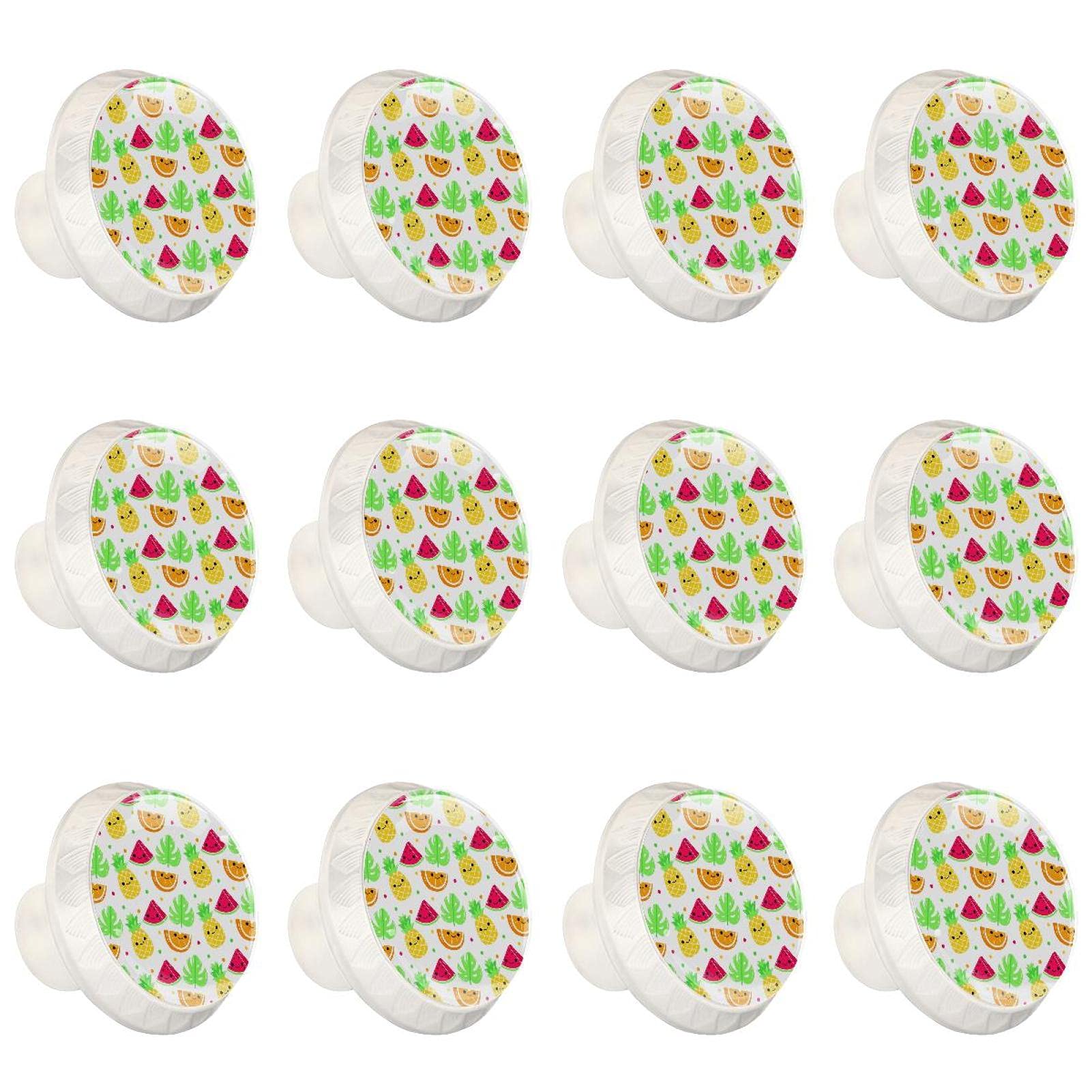 Boutons d'armoires de cuisine ronds en lot de 12 poignées de tiroirs motifs fruits
