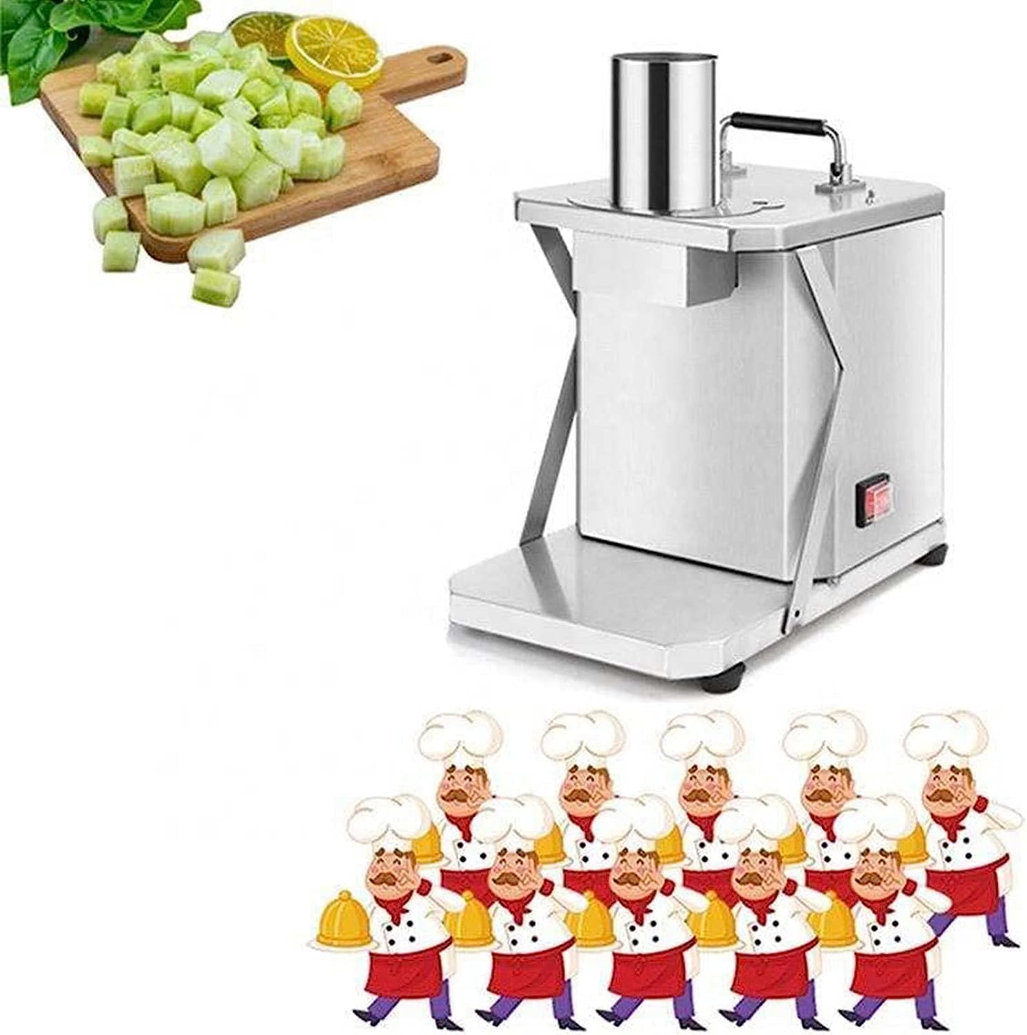 Electric Vegetable Slicer Commercial Grade with 10mm Blade, Automatic Stainless Steel Fruit and Vegetable Cutter for Onions, Potatoes, Carrots, Cucumbers