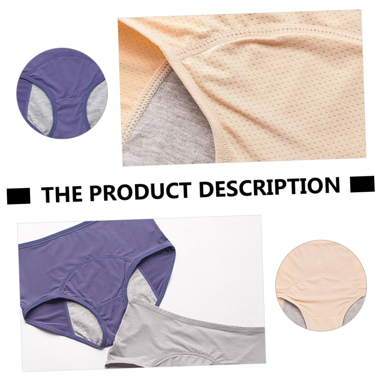 IMIKEYA Bragas Menstruales 4piezas Tallas L-3xl de Nylon para Mujer