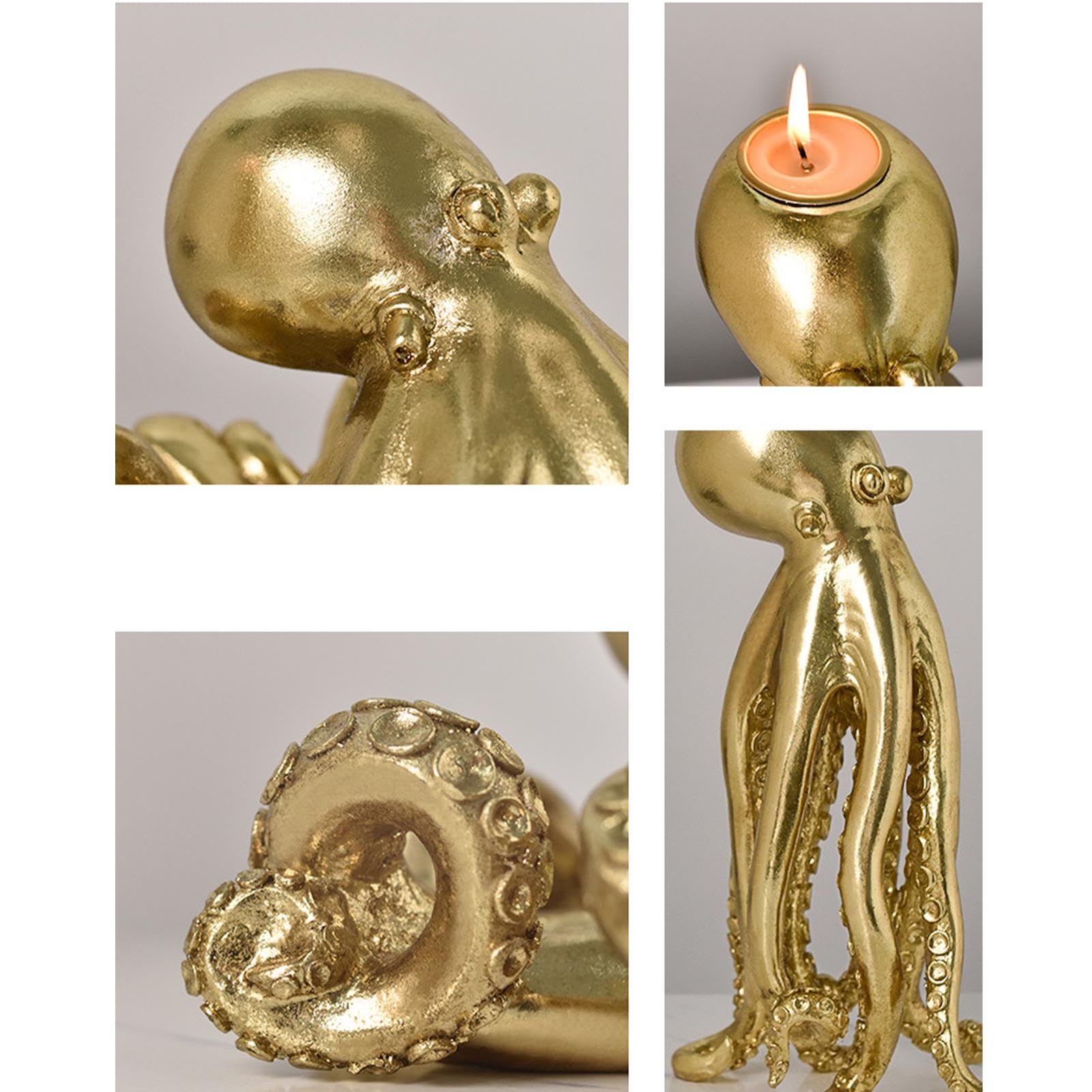 Bougeoir Poulpe,Bougeoir Poulpe | Porte-Bougie à thé Octopus en résine,Bougeoir, décoration de Centre de Table, Sculpture décorative pour la Cuisine de la Maison, cheminée