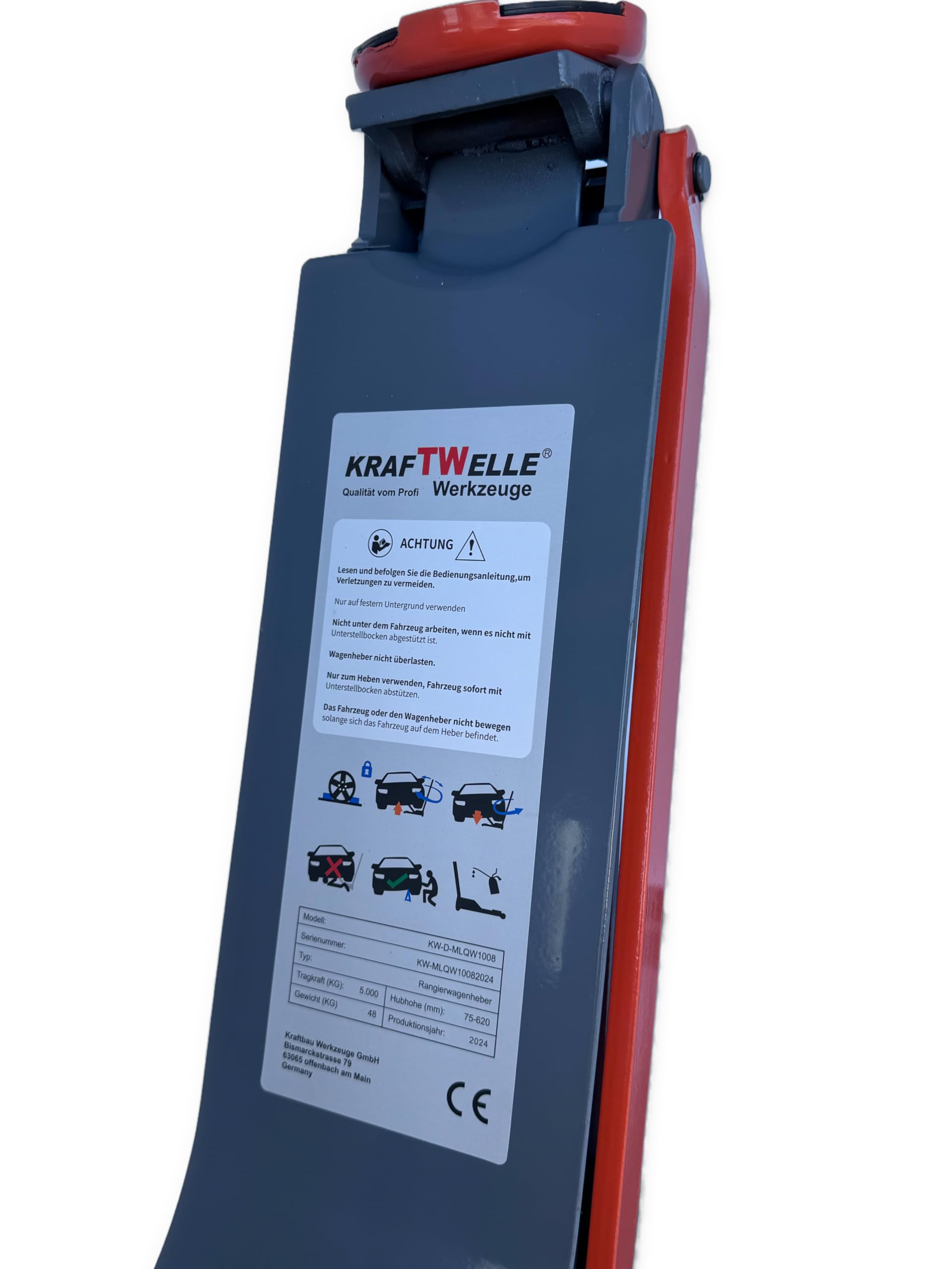 Kraftwelle - Cric hydraulique à double piston - 5 tonnes - 75 mm à 620 mm - Pour voiture de tourisme, camionnette, véhicule tout-terrain