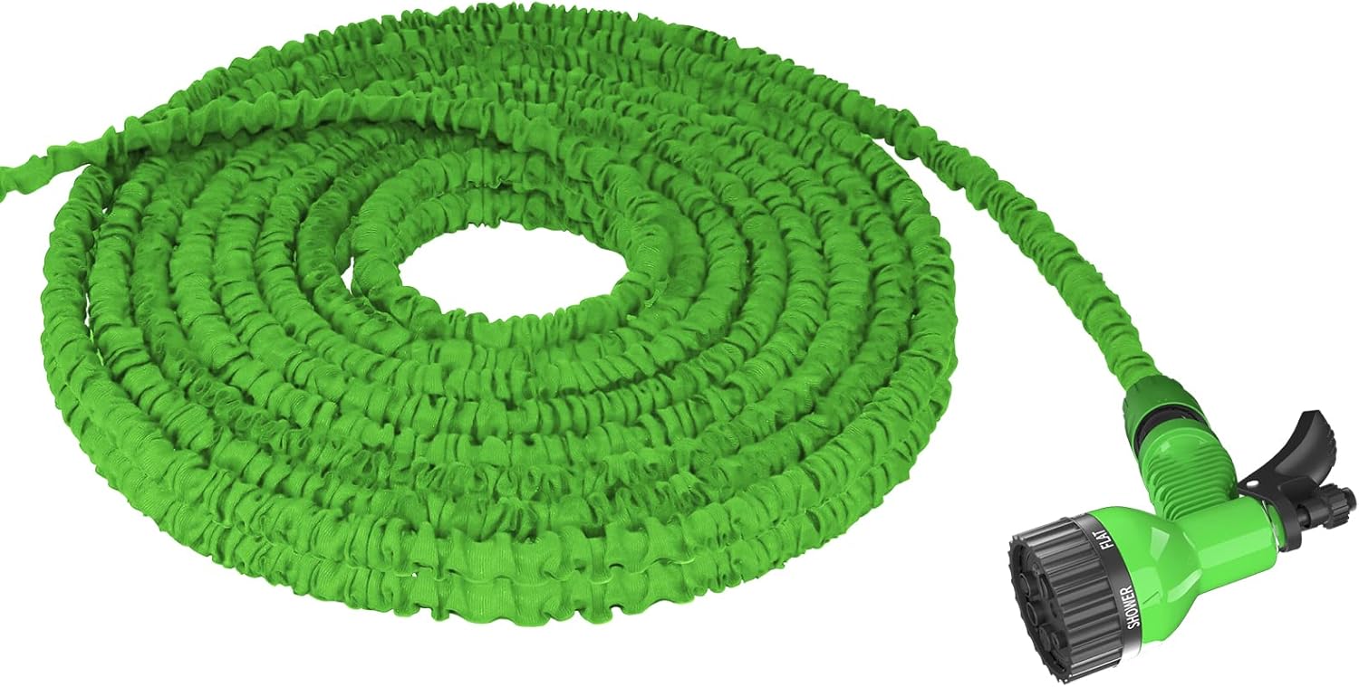 Hose Pipe 100 FT Garden Hose with 7 Function Spray Nozzle, AntiLeakage