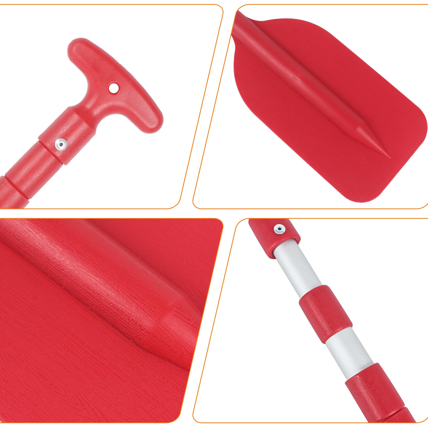 DEDU Lot de 2 pagaies télescopiques de bateau pliables de 53,3 à 109,2 cm réglables, manche en aluminium antidérapant pour enfants et adultes