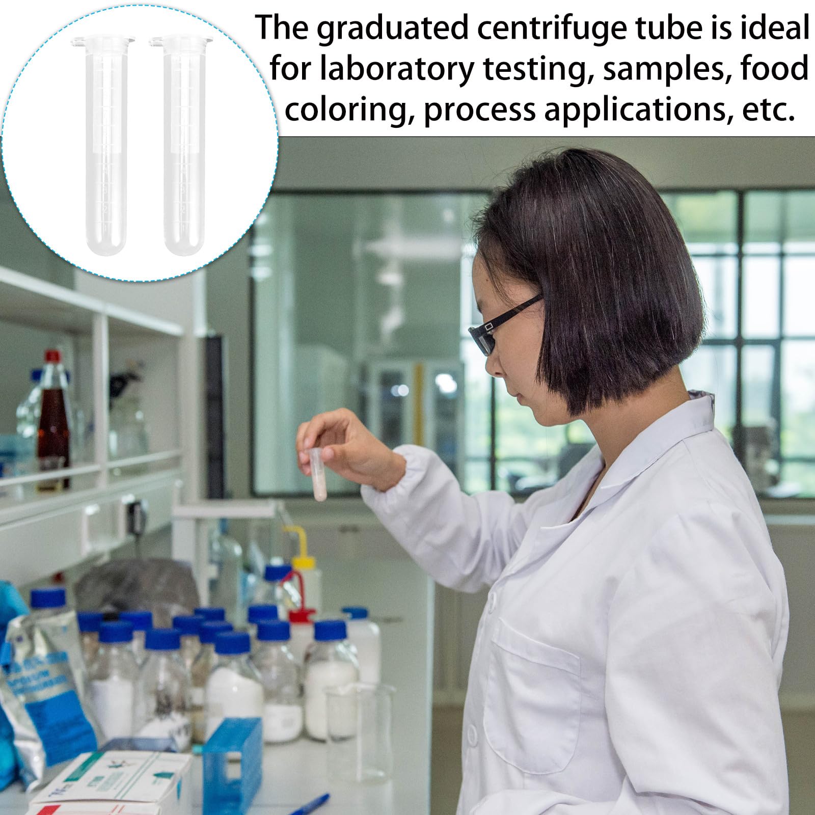 FRCOLOR Provette da Centrifuga in Plastica 10 Ml Tappo a Vite 200 Pezzi, Tubi Centrifughi per Laboratorio Scala Graduata, Resistenti e Stabili per Test di Precisione e Conservazione