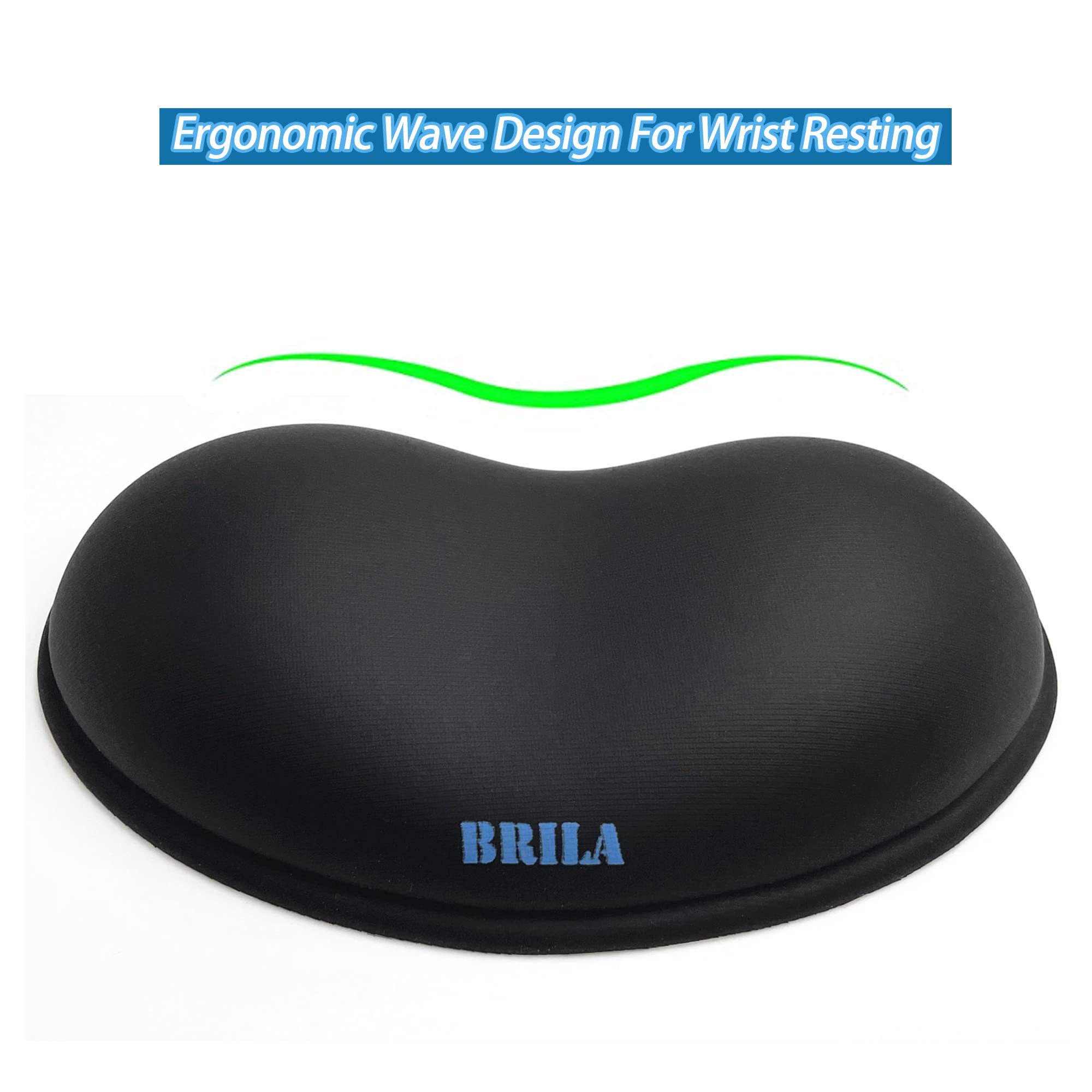 BRILA Ergonomic Silicone Mouse Wrist Rest, Cooling Silica Gel PU Leather Mouse Wrist Support Pad for Office Work and Laptop Computer Gaming