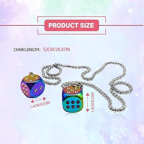 Miniatura 2 de Dados colgantes creativos con puntos, dados de metal, colgante de espejo retrovisor para automóvil, accesorios para decoración interior del