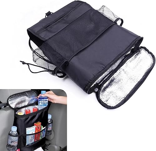 1 bolsa trasera de almacenamiento para asiento de automóvil, organizador multifuncional impermeable aislado para preservación del calor con