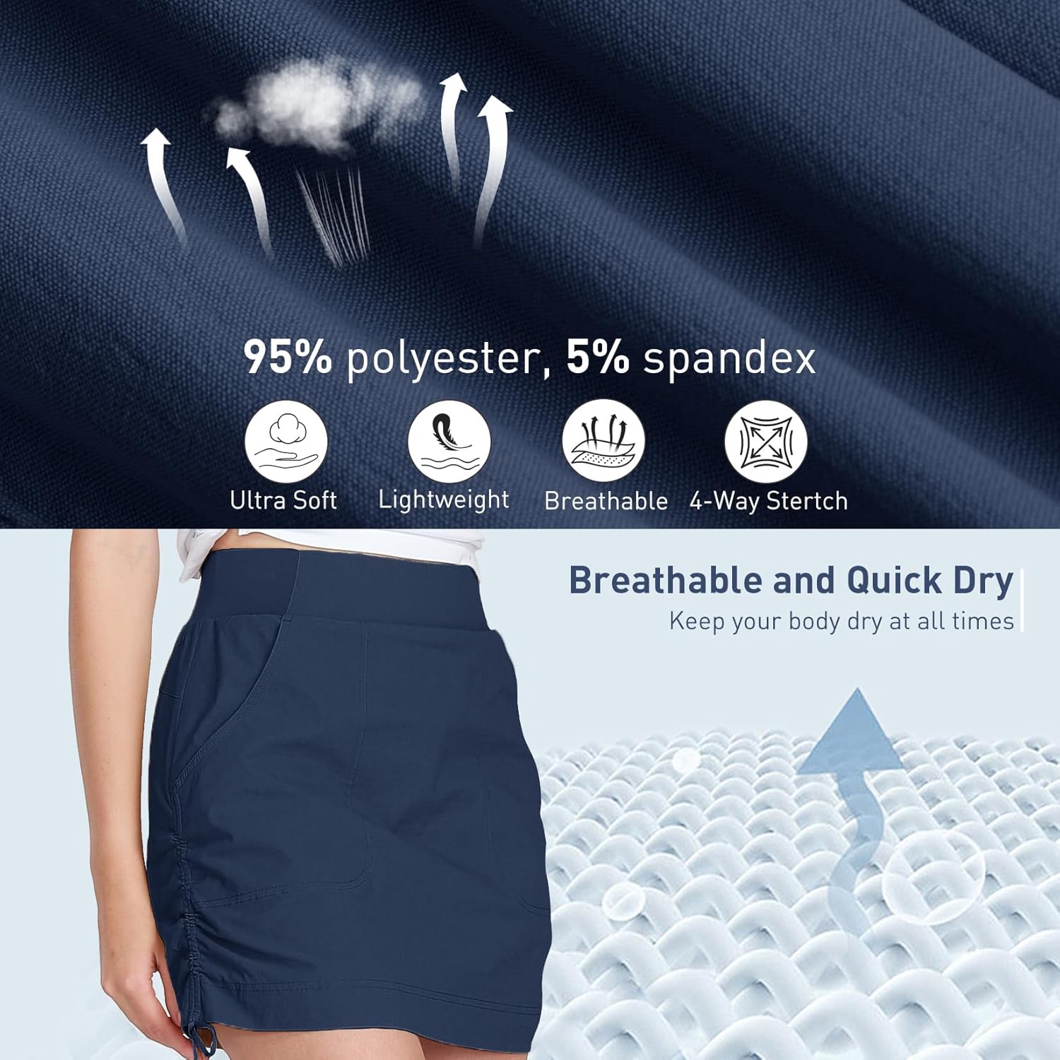 CAMEL CROWN Women's Skorts Golf Casual Tennis Skirts Tummy Control UPF 50+ Quick Dry Skirt with Pockets Active - Image 6