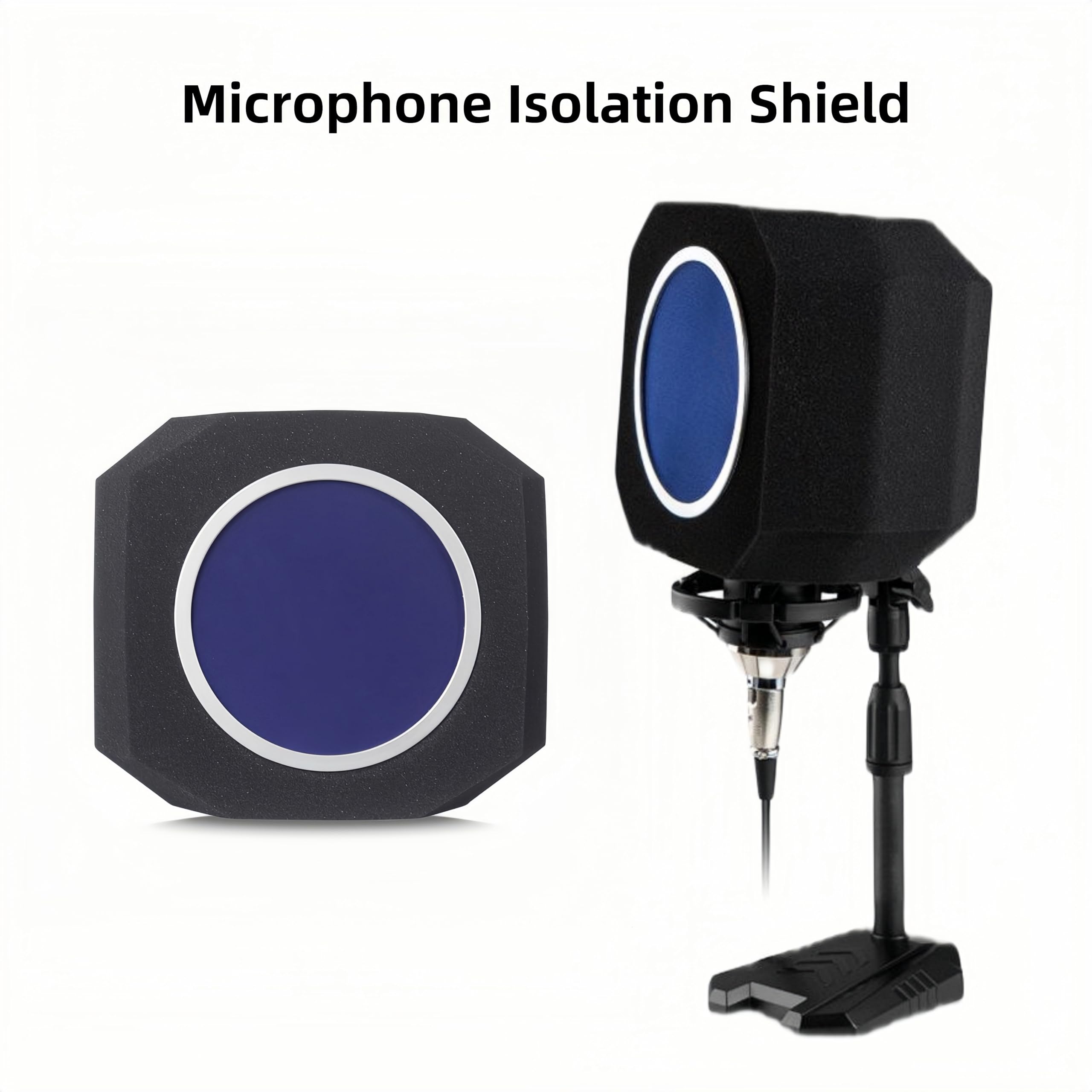Mikrofon-Isolationsschild, Mikrofon-Windschutz, Kugelabdeckung mit Pop-Filter zur Reduzierung von Lärm und Reflexion, Musikaufnahmestudio, Podcast-Ausrüstung, hochdichter schallabsorbierender