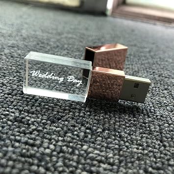 High Speed 64GB USB Flash Drive, Wedding Day Logo Crystal USB Memory Stick Pen Drive, Storage Udisk Pendrive