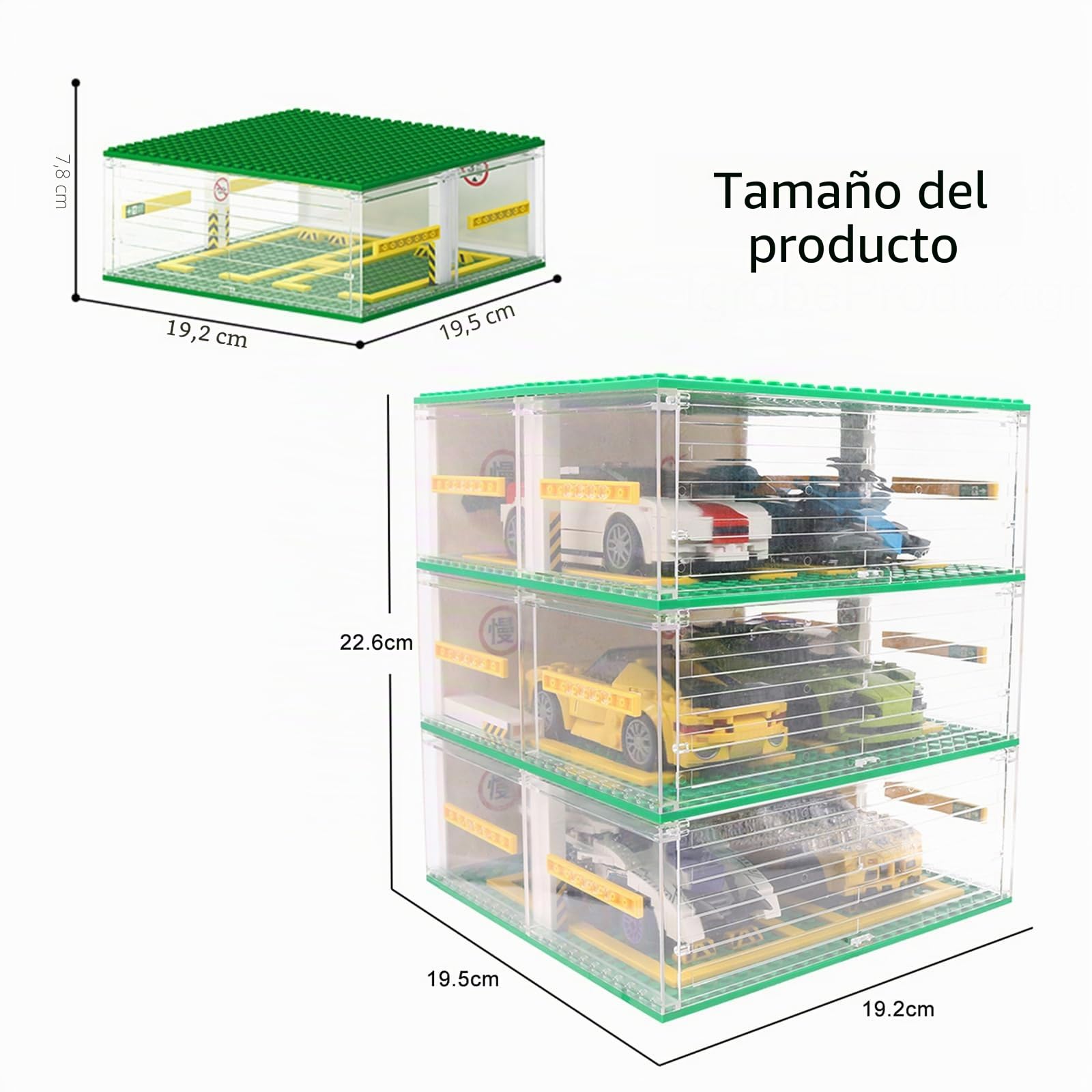 Cabeeskii Garaje para Coches Speed Champions, Caja de Exhibición de 3 Capas de Bloques de Construcción con Garaje DIY