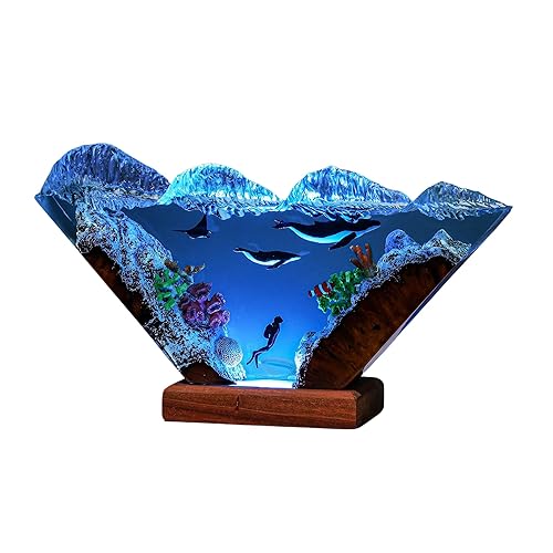 Miniatura 1 de Humpback Whale and Diver Night Lights, Manta Rays Lamp, Epoxy Resin Table Lamp, Boho Home Decor Creative Personalized Gifts, Gift for Her Him, Gift