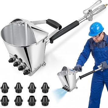 Cement Spray Gun Mortar Spray Gun with 8 Metal Nozzles