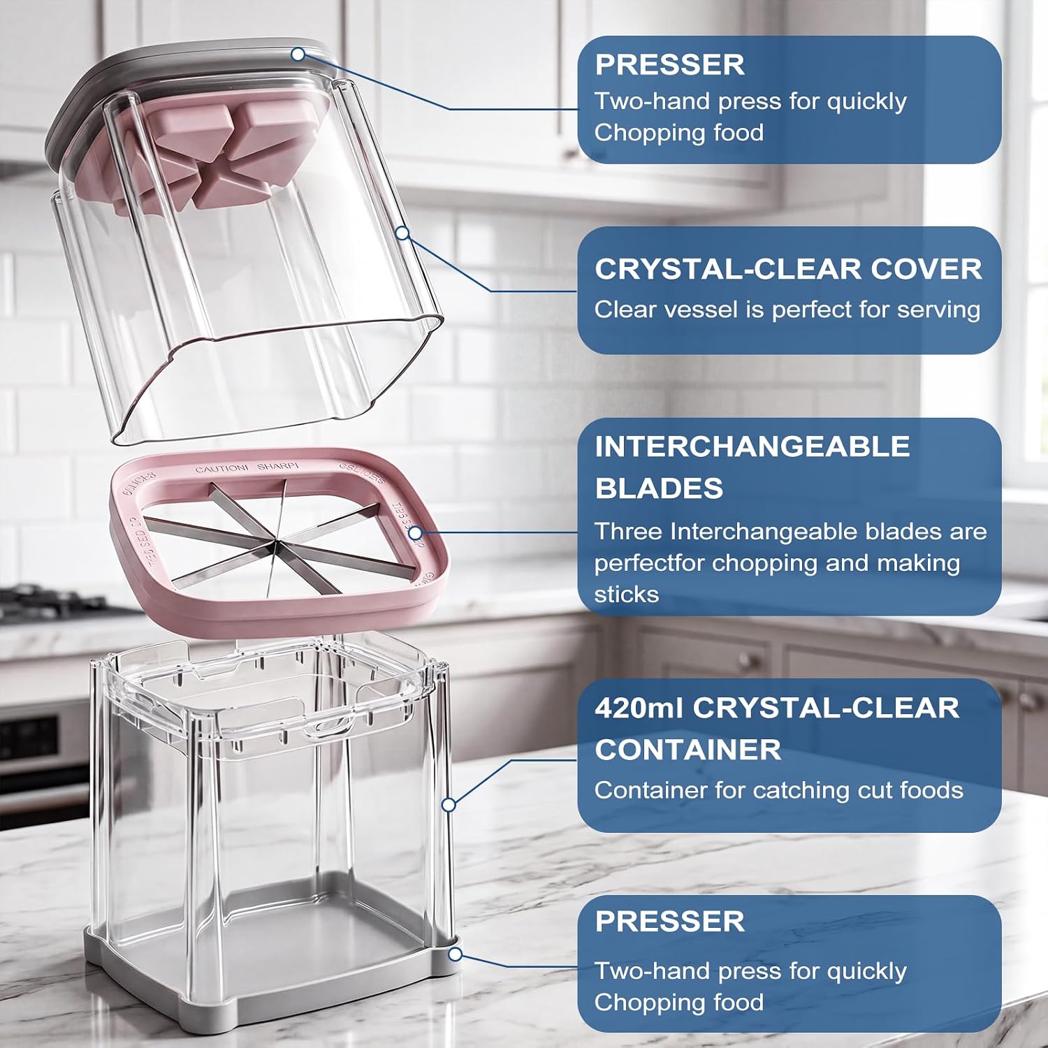 BZONE Commercial Veggie Chopper, 4-Blade Set for Fast Fries