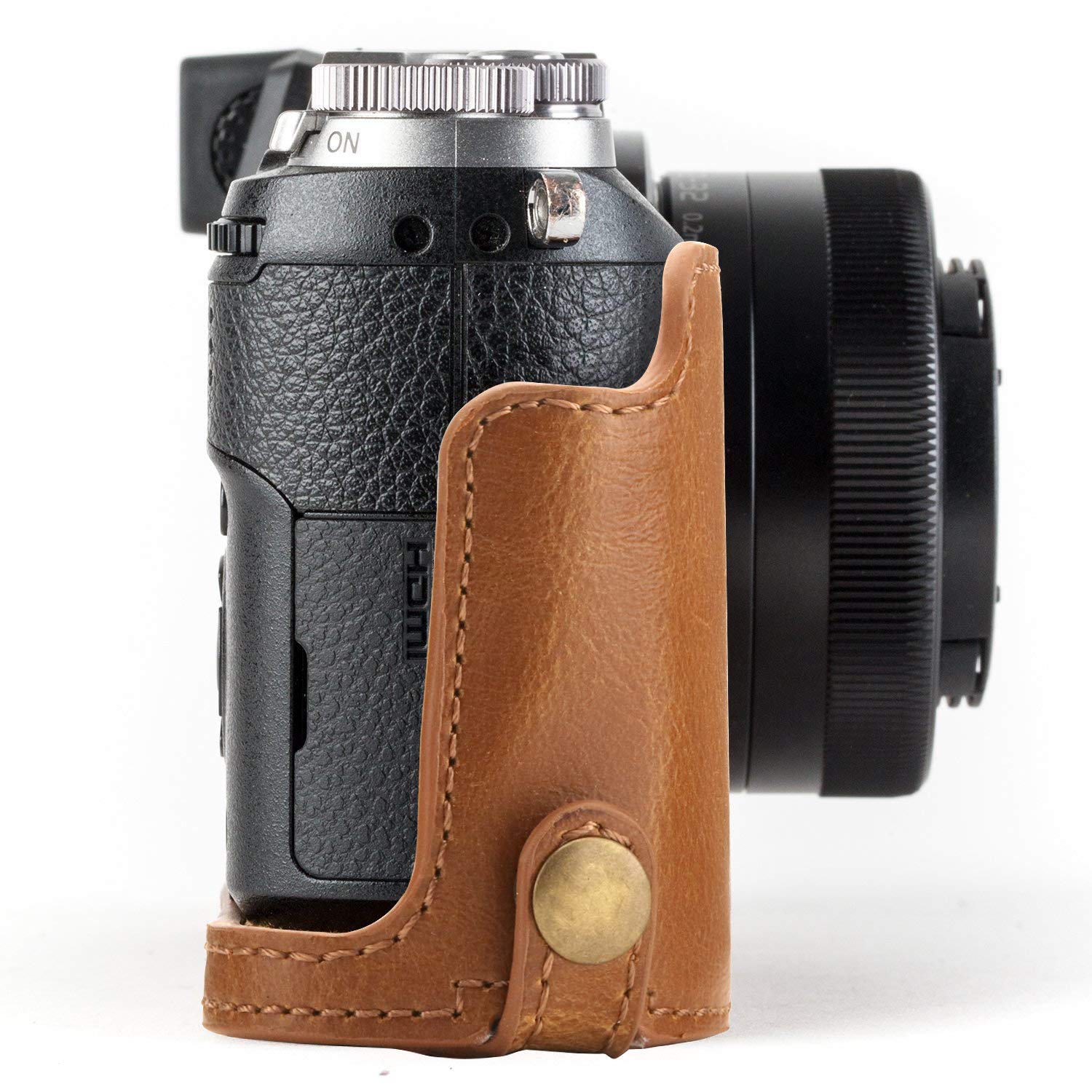 Panasonic LUMIX ブラウンレザーケース付き Ever Ready Cowhide Leather Panasonic Lumix DC-GX9 Half Camera Case